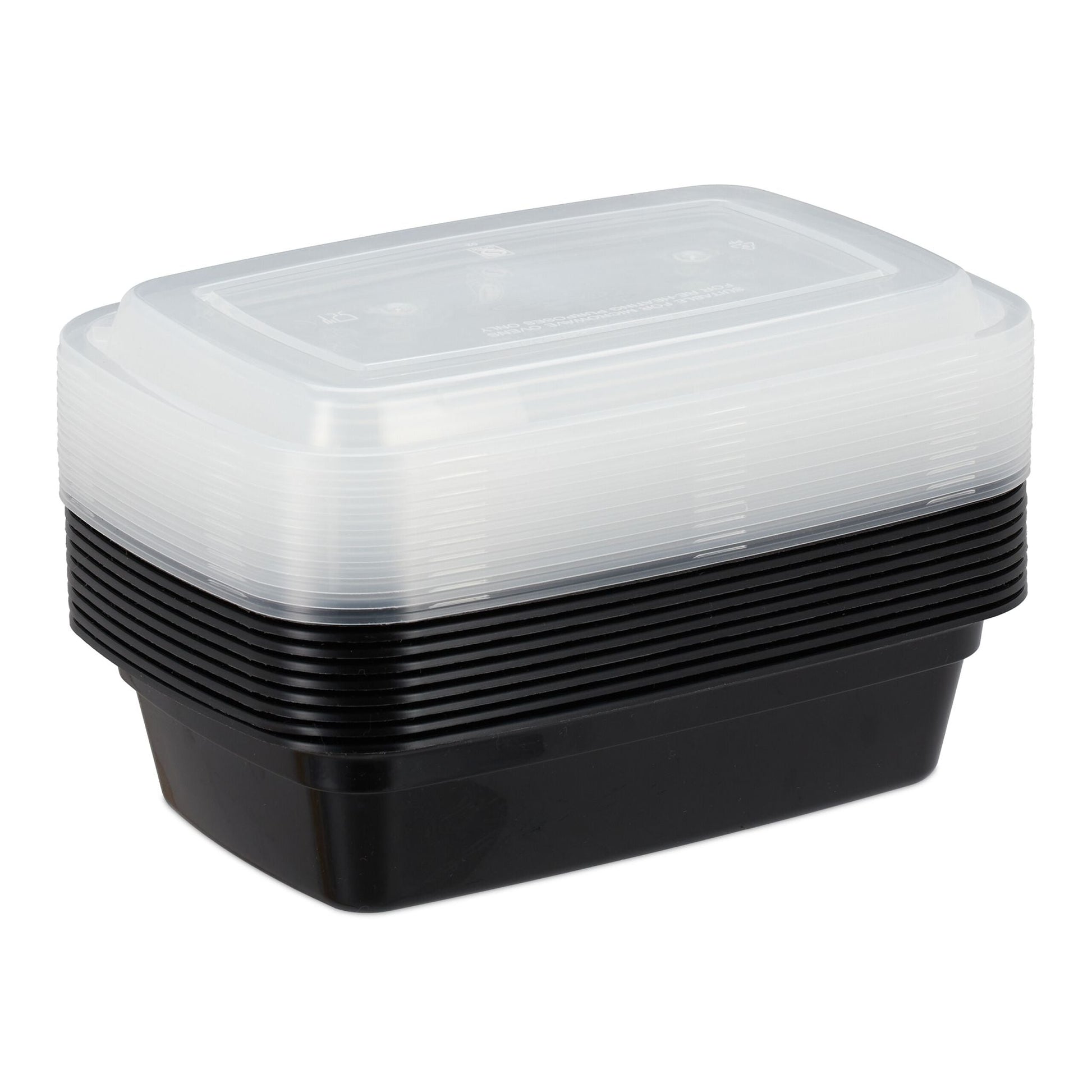Meal Prep Boxen 1 Fach 24er-Set Schwarz-Transparent von Relaxdays
