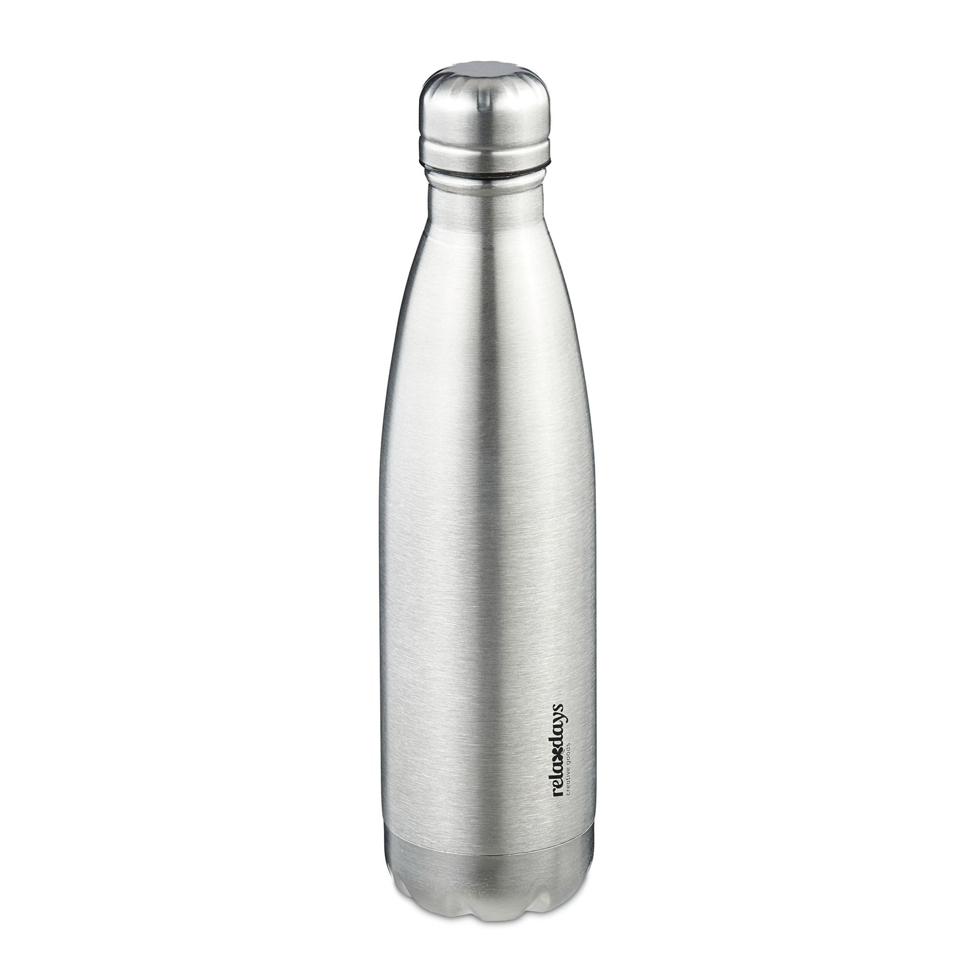 Trinkflasche Edelstahl 500ml Silber von Relaxdays