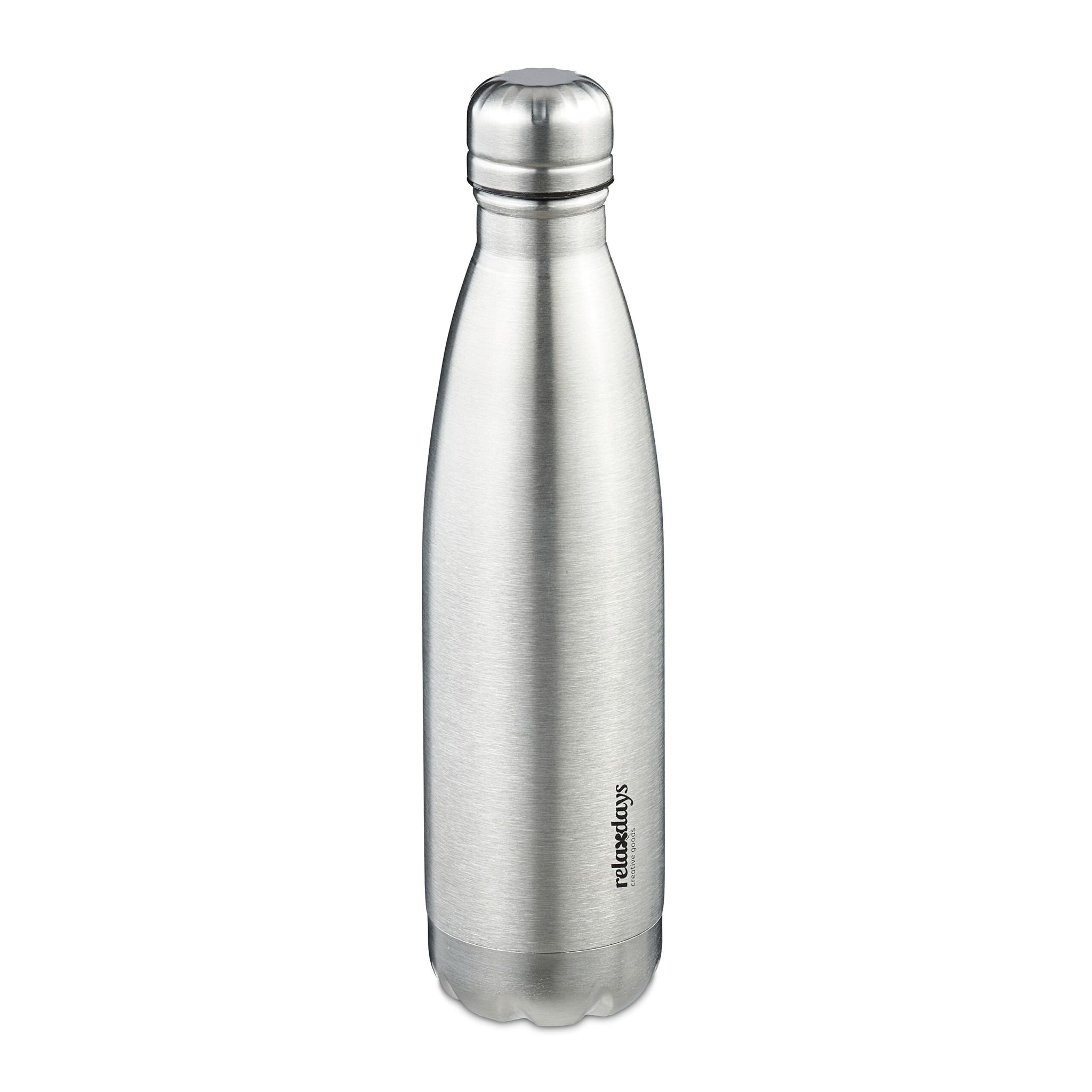 Trinkflasche Edelstahl 500ml Silber von Relaxdays