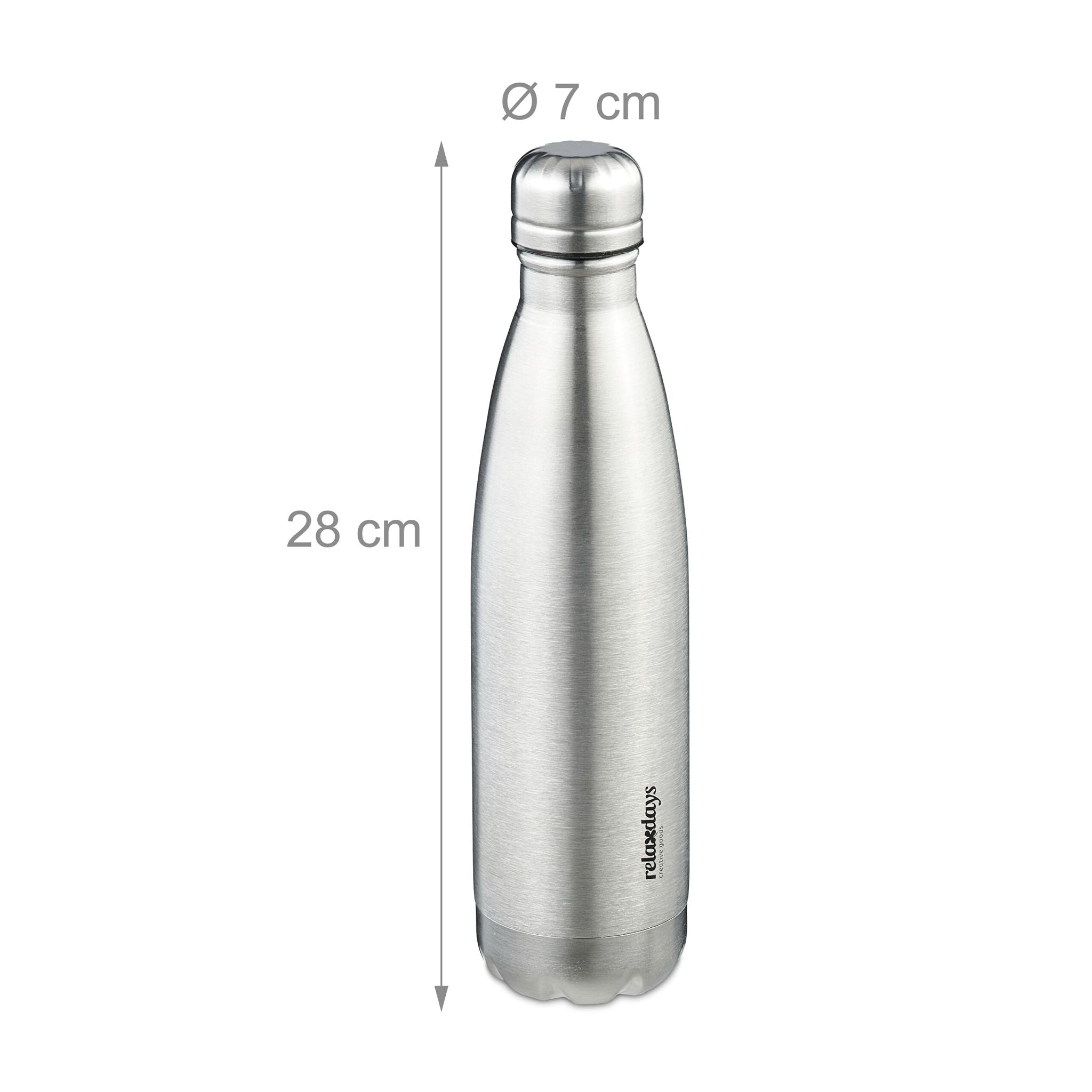 Trinkflasche Edelstahl 500ml Silber von Relaxdays