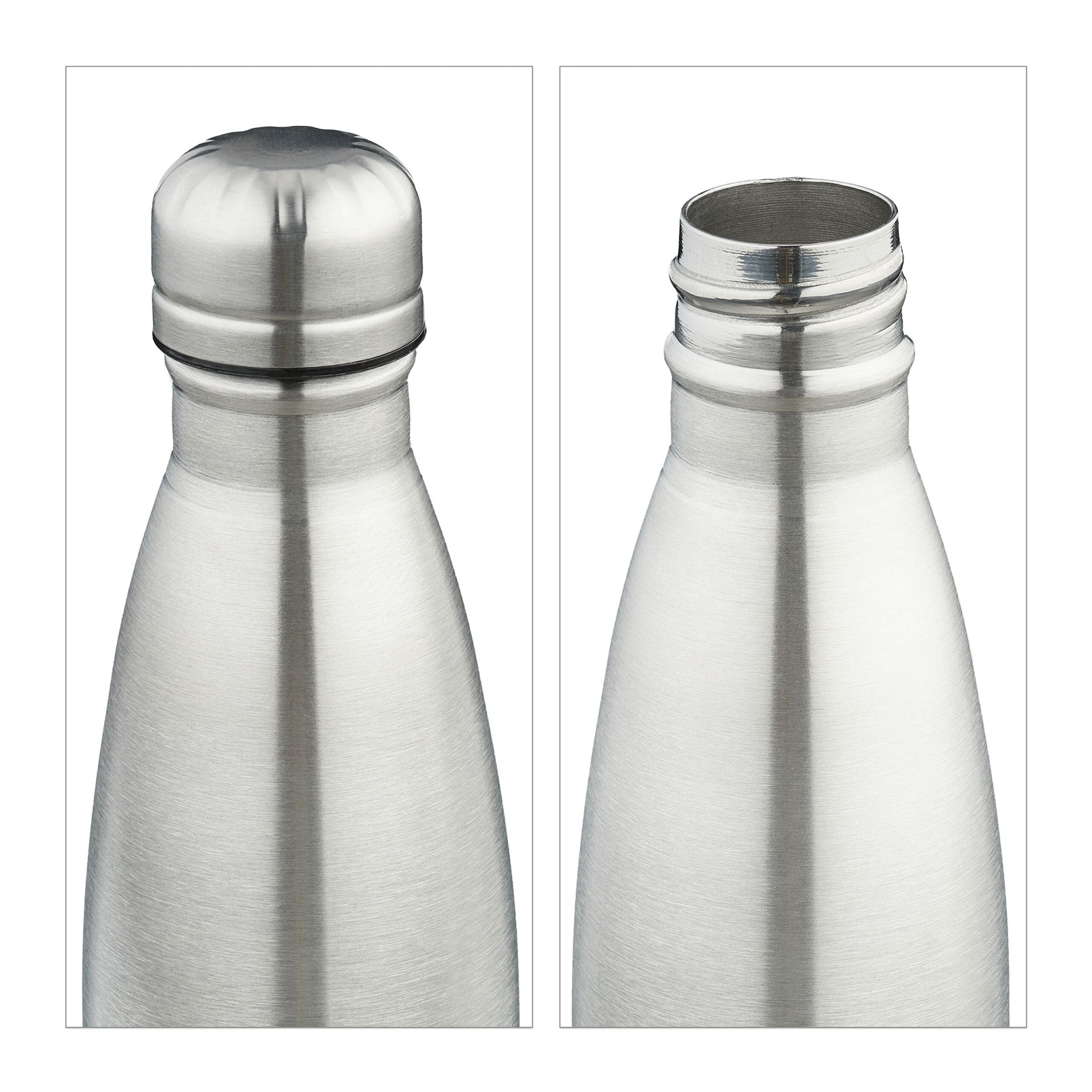 Trinkflasche Edelstahl 500ml Silber von Relaxdays