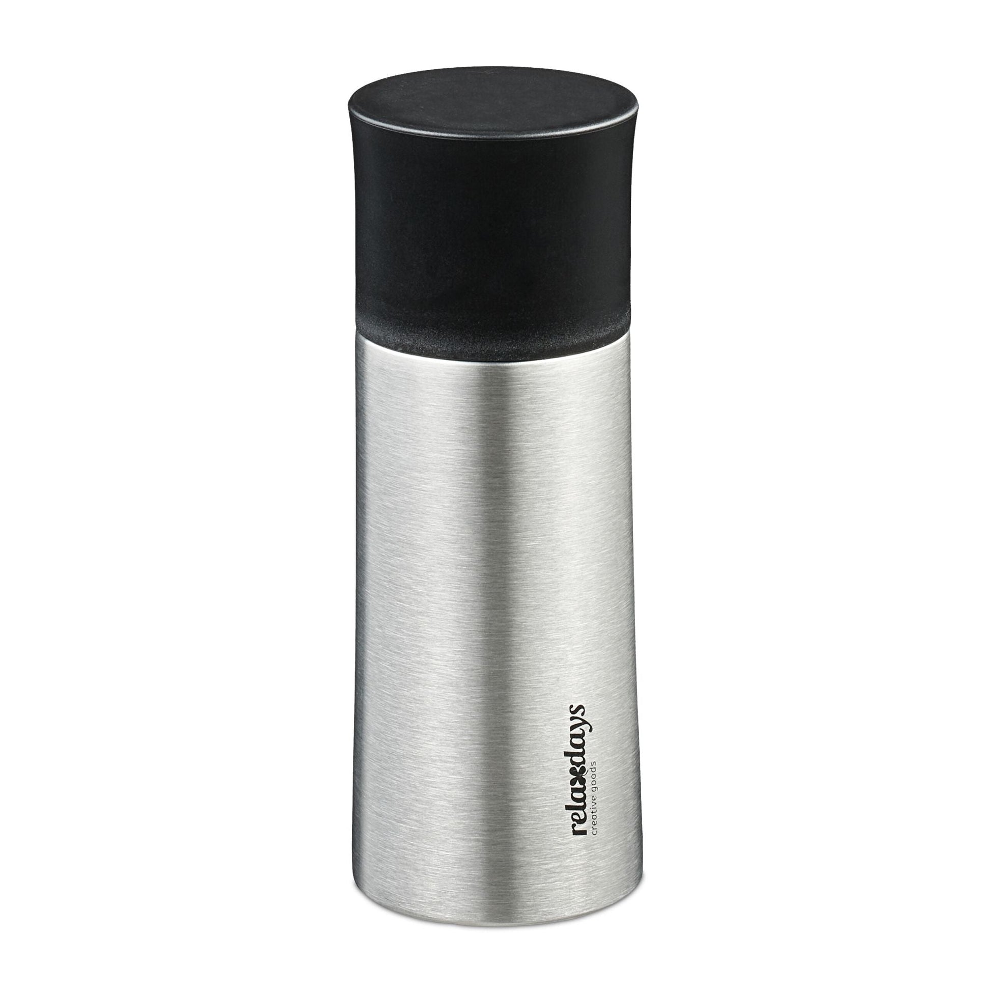 Trinkflasche Edelstahl 300ml mit Becher Schwarz-Silber von Relaxdays