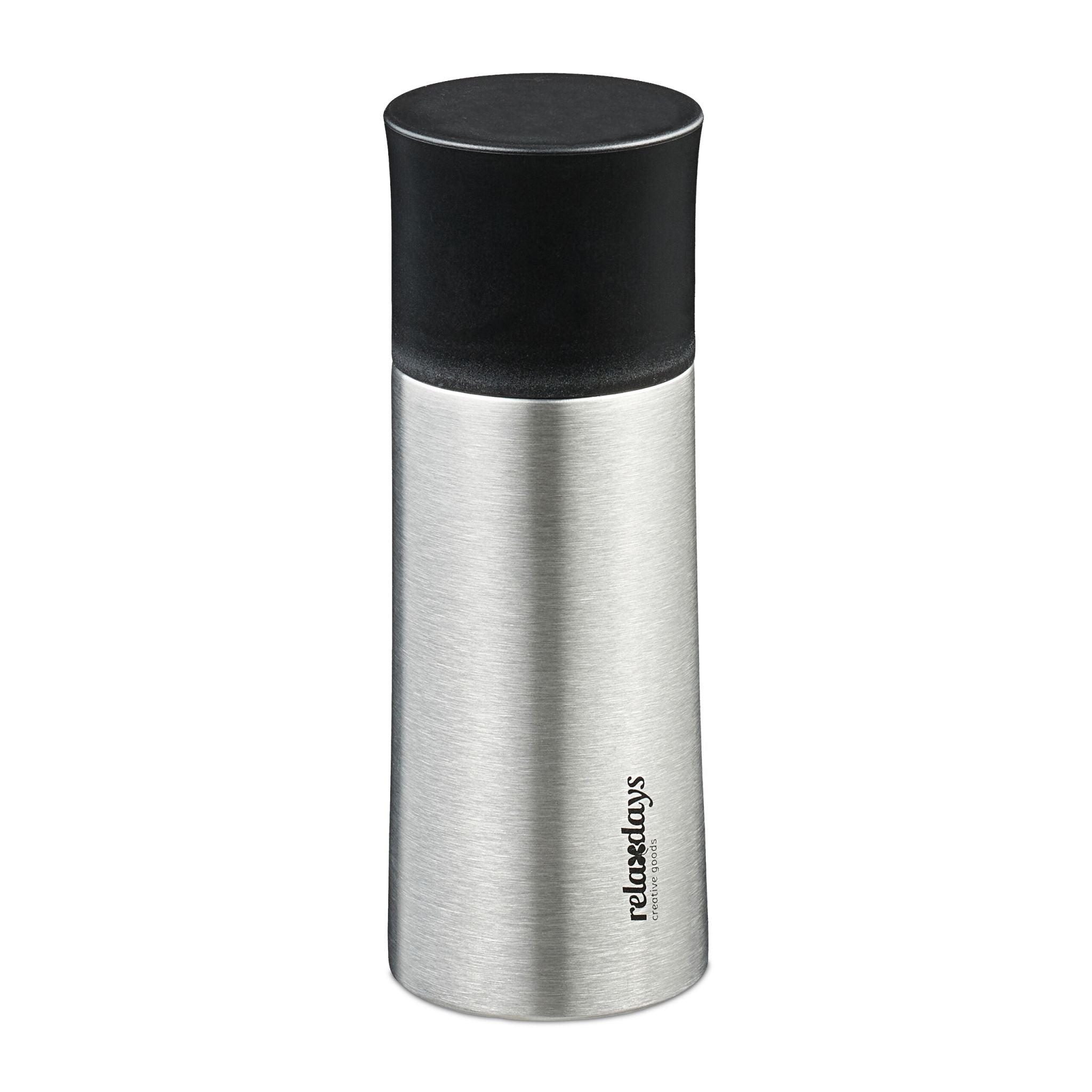 Trinkflasche Edelstahl 300ml mit Becher Schwarz-Silber von Relaxdays