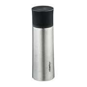 Trinkflasche Edelstahl 400ml mit Becher Schwarz-Silber von Relaxdays