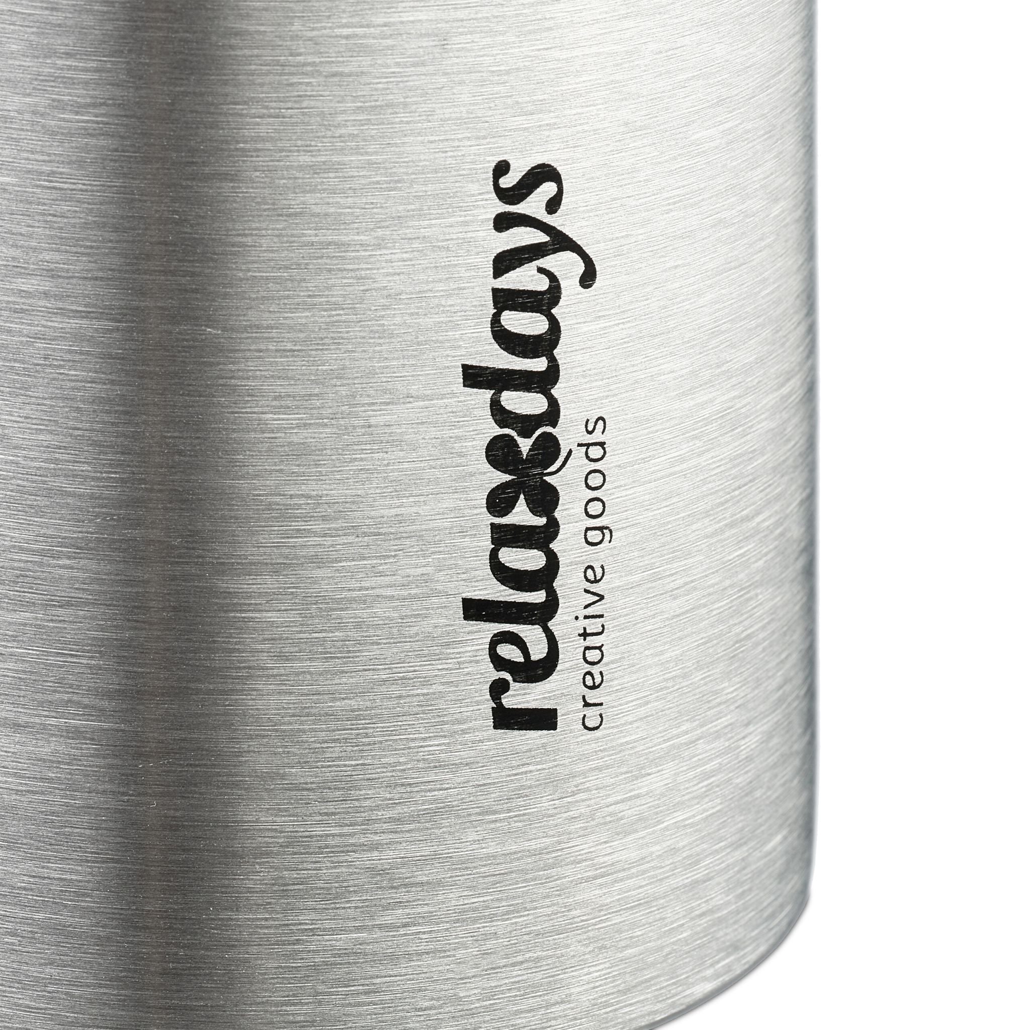 Trinkflasche Edelstahl 500ml mit Becher Schwarz-Silber von Relaxdays
