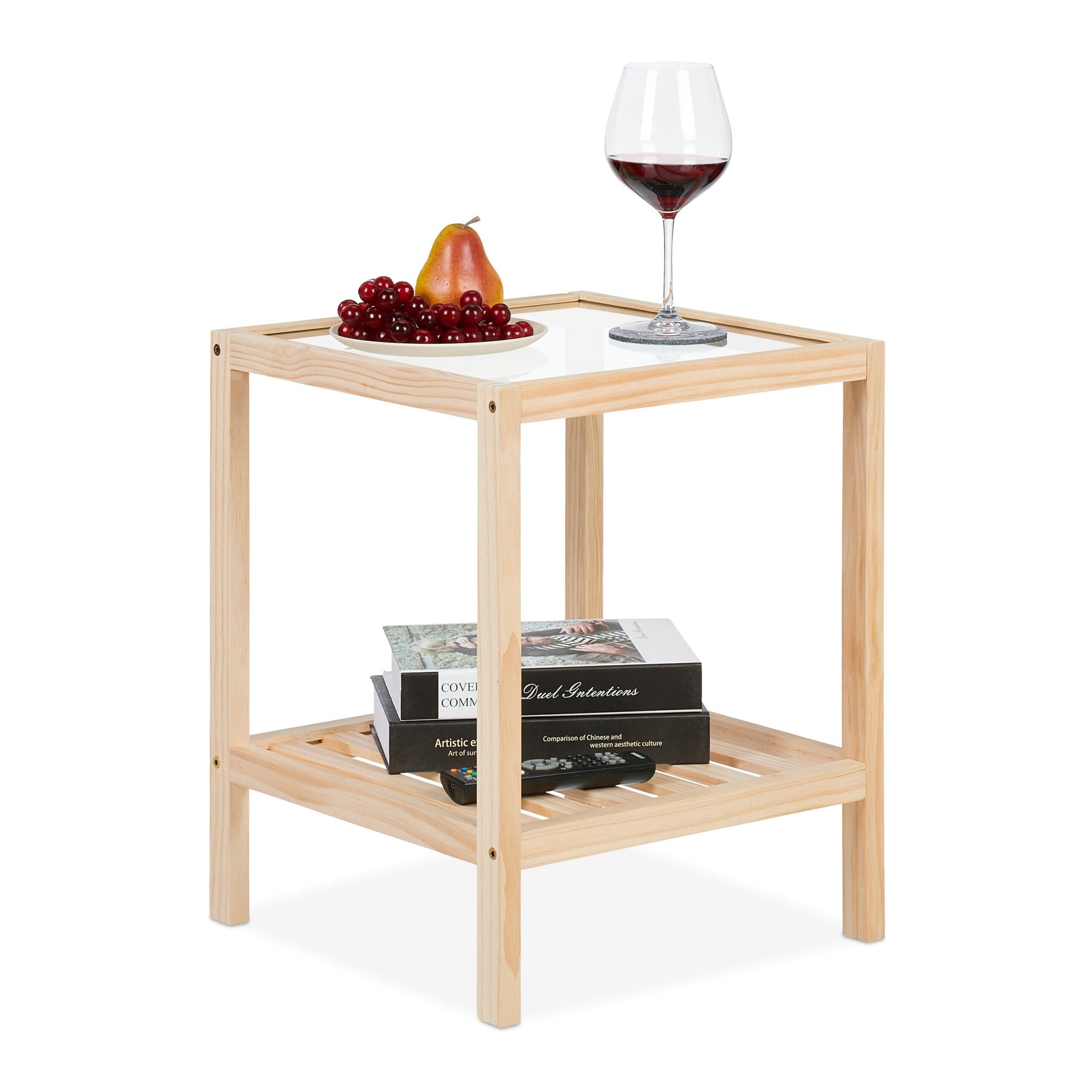 Beistelltisch mit Glasplatte Hellbraun-Transparent von Relaxdays