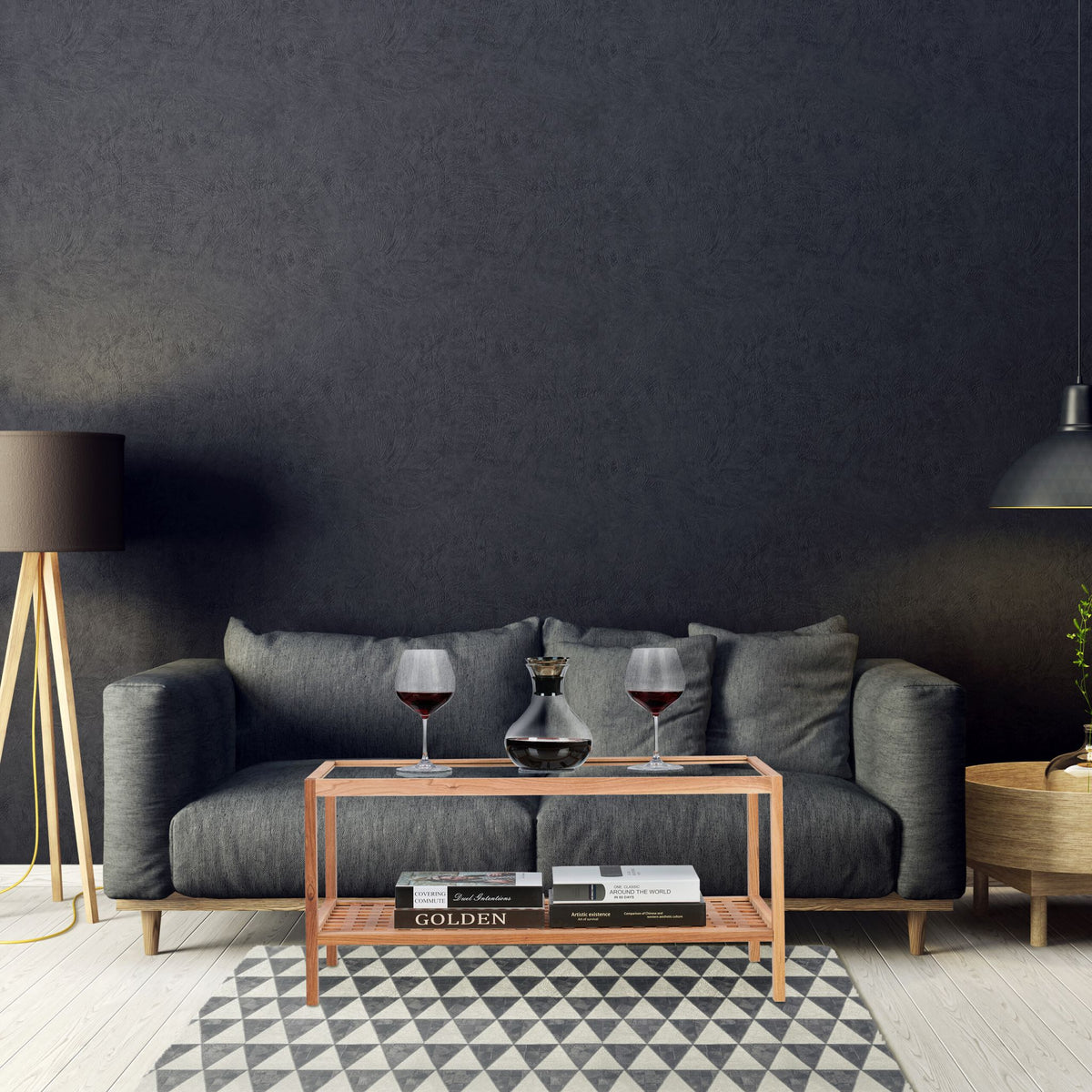 Beistelltisch Walnussholz mit Glasablage Hellbraun-Transparent von Relaxdays