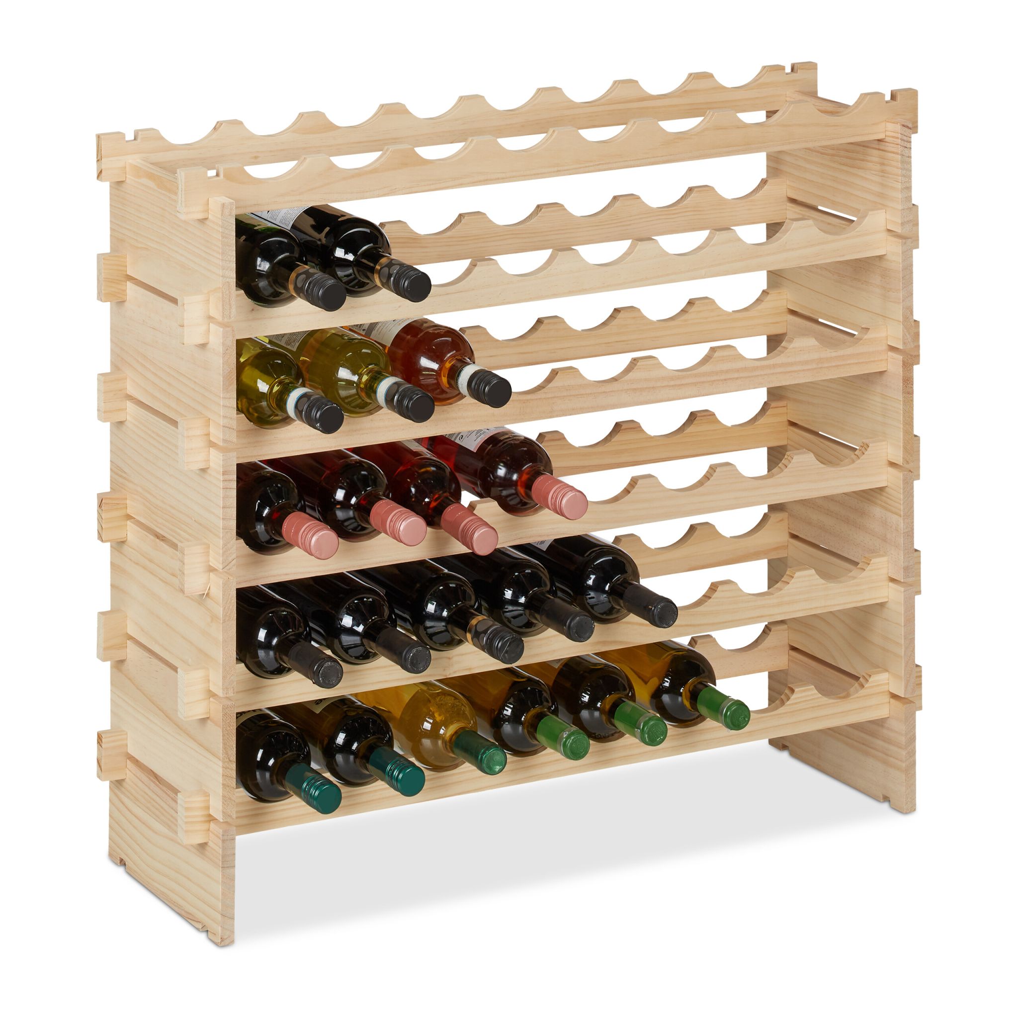 Stapelbares Weinregal für 48 Flaschen Hellbraun von Relaxdays