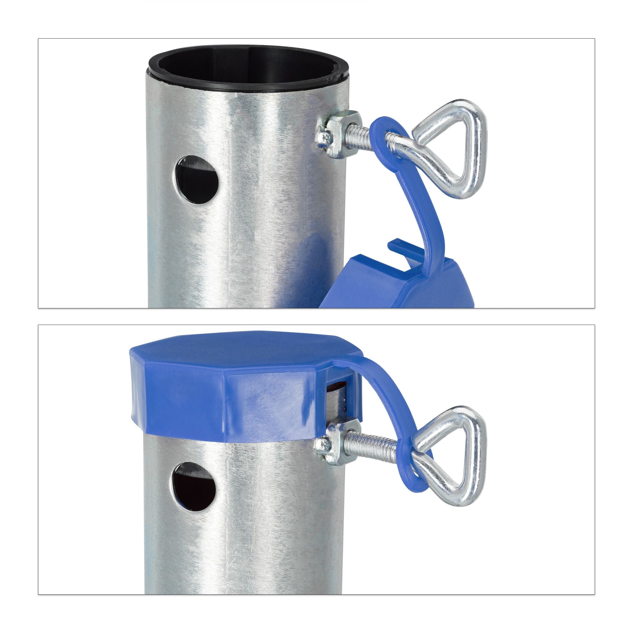 Bodenhülse Stahl 2er-Set Blau-Schwarz-Silber von Relaxdays