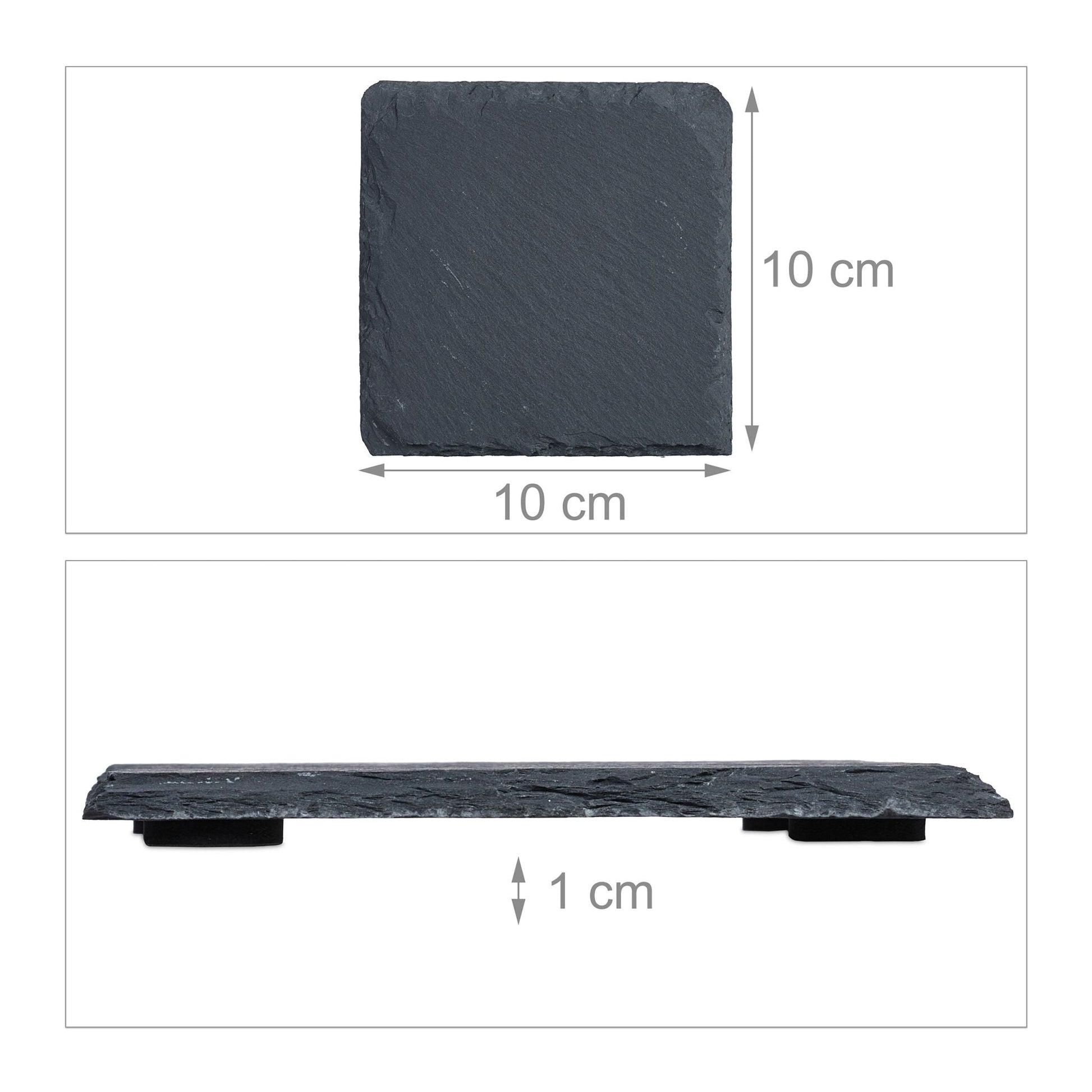 Schiefer Untersetzer 10x10cm 16er-Set Anthrazit von Relaxdays