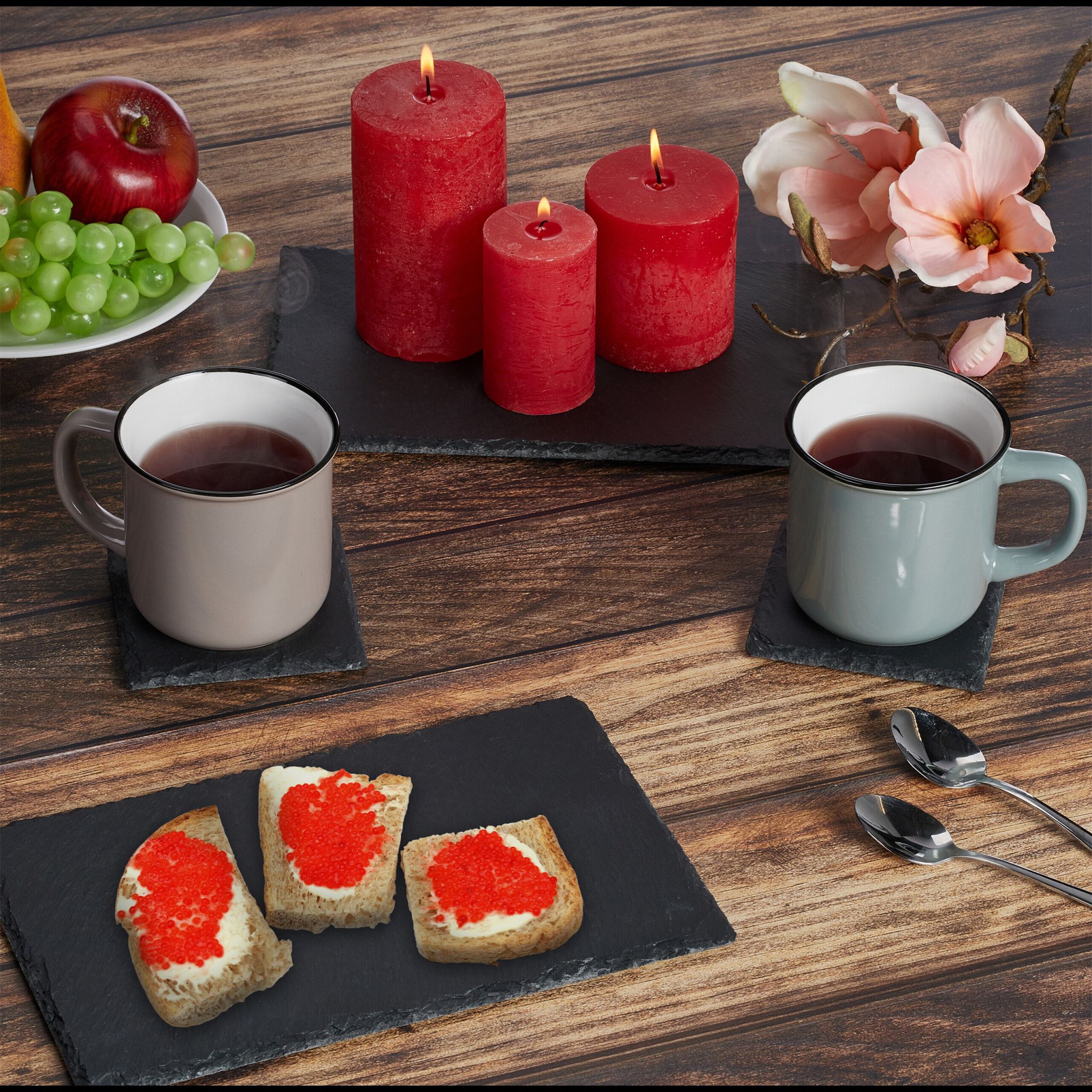 Schiefer Untersetzer 10x10cm 16er-Set Anthrazit von Relaxdays