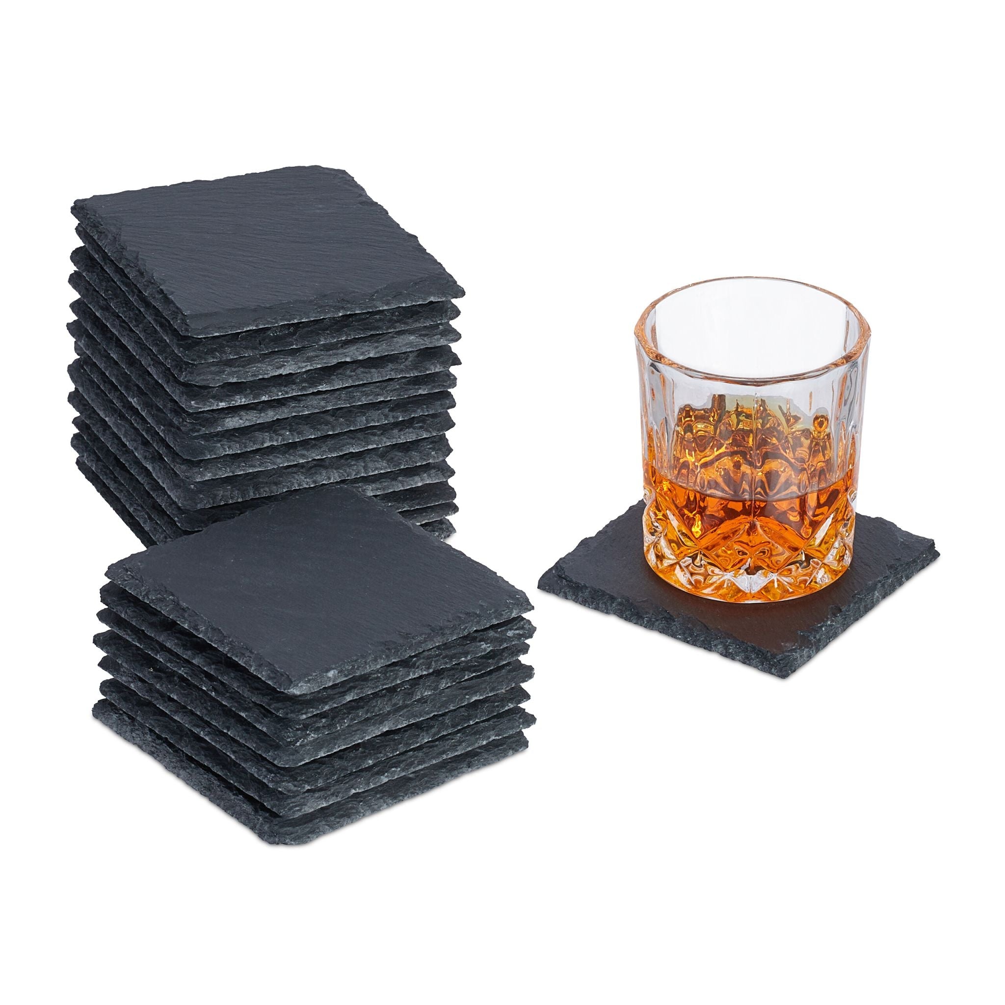 Schiefer Untersetzer 10x10cm 20er-Set Anthrazit von Relaxdays