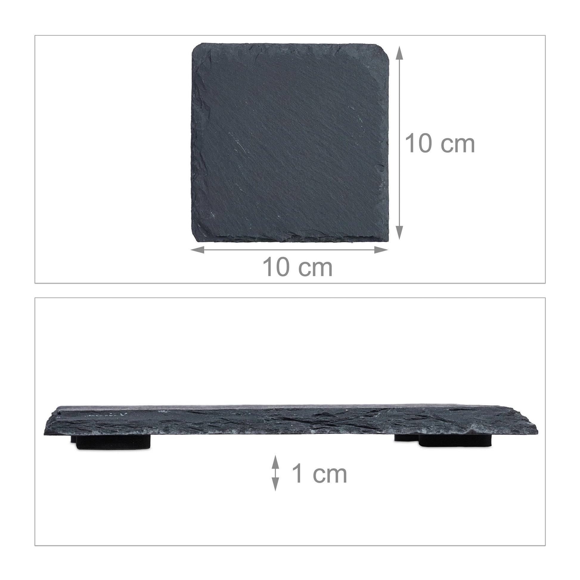 Schiefer Untersetzer 10x10cm 20er-Set Anthrazit von Relaxdays