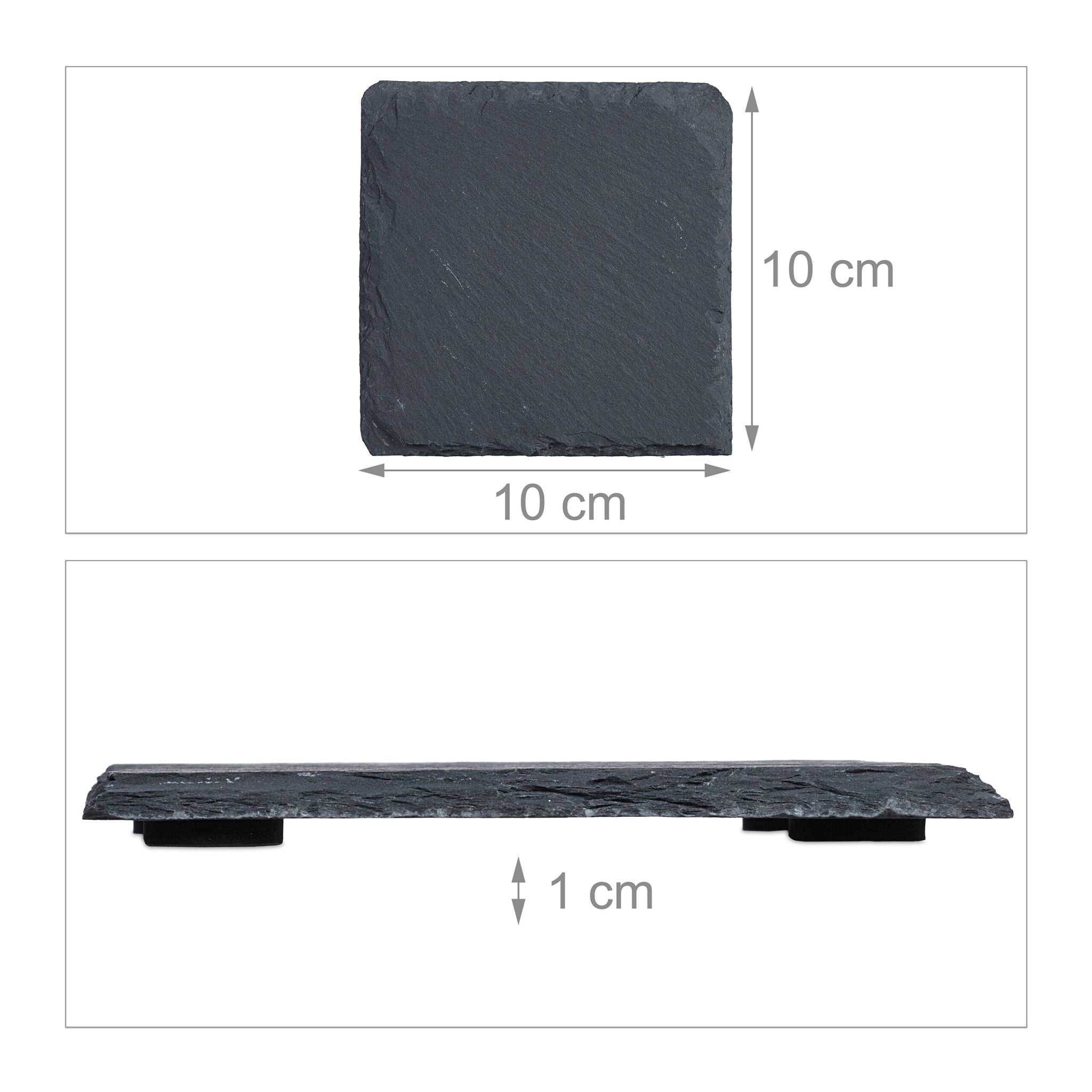 Schiefer Untersetzer 10x10cm 20er-Set Anthrazit von Relaxdays