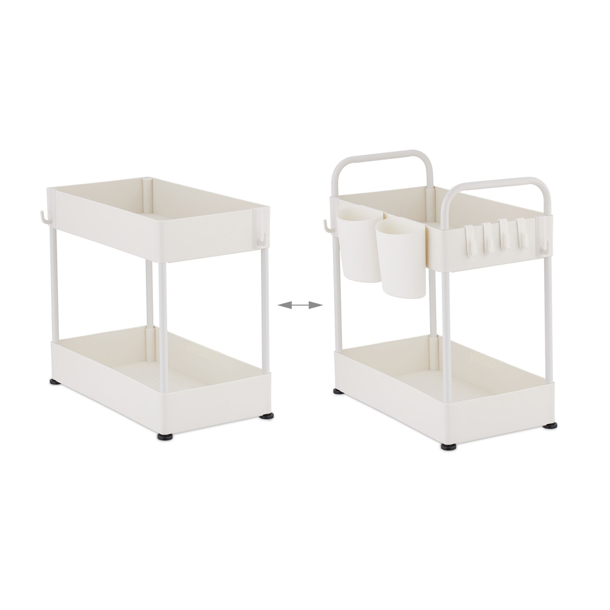 Unter Waschbecken Regal mit 2 Ablagen Weiss von Relaxdays
