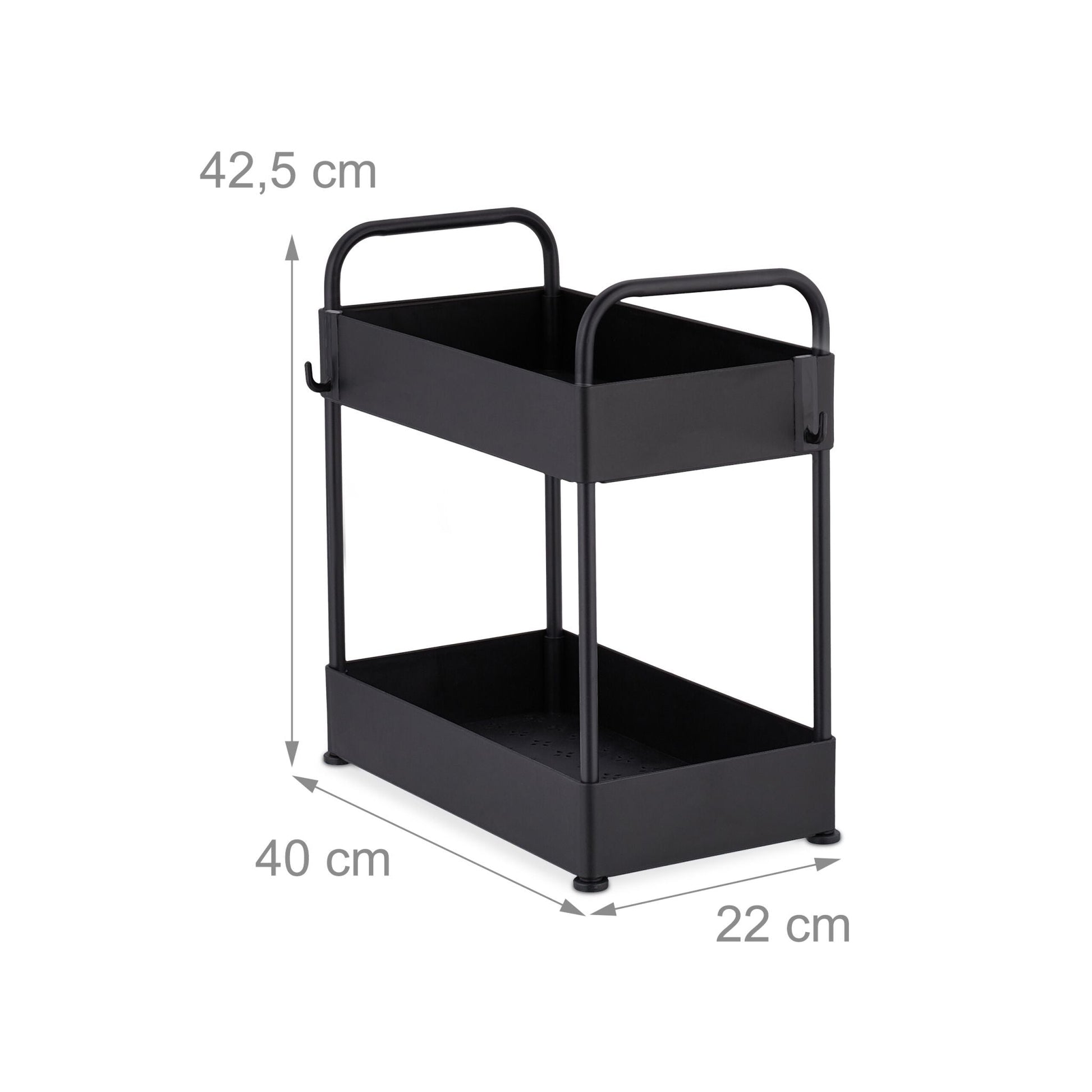 Unter Waschbecken Regal mit 2 Ablagen Schwarz von Relaxdays