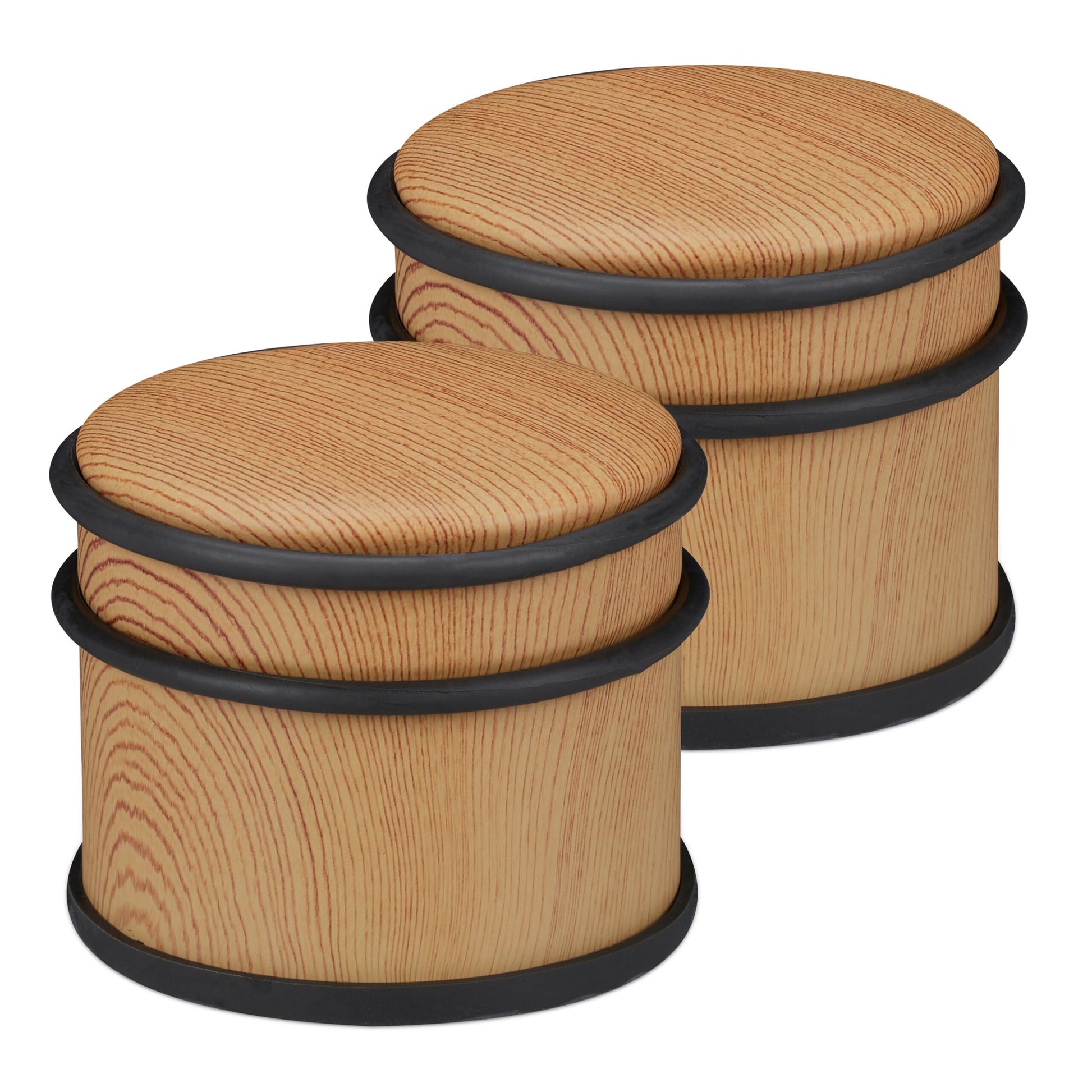 Türstopper Holzoptik 2er-Set Hellbraun-Schwarz von Relaxdays