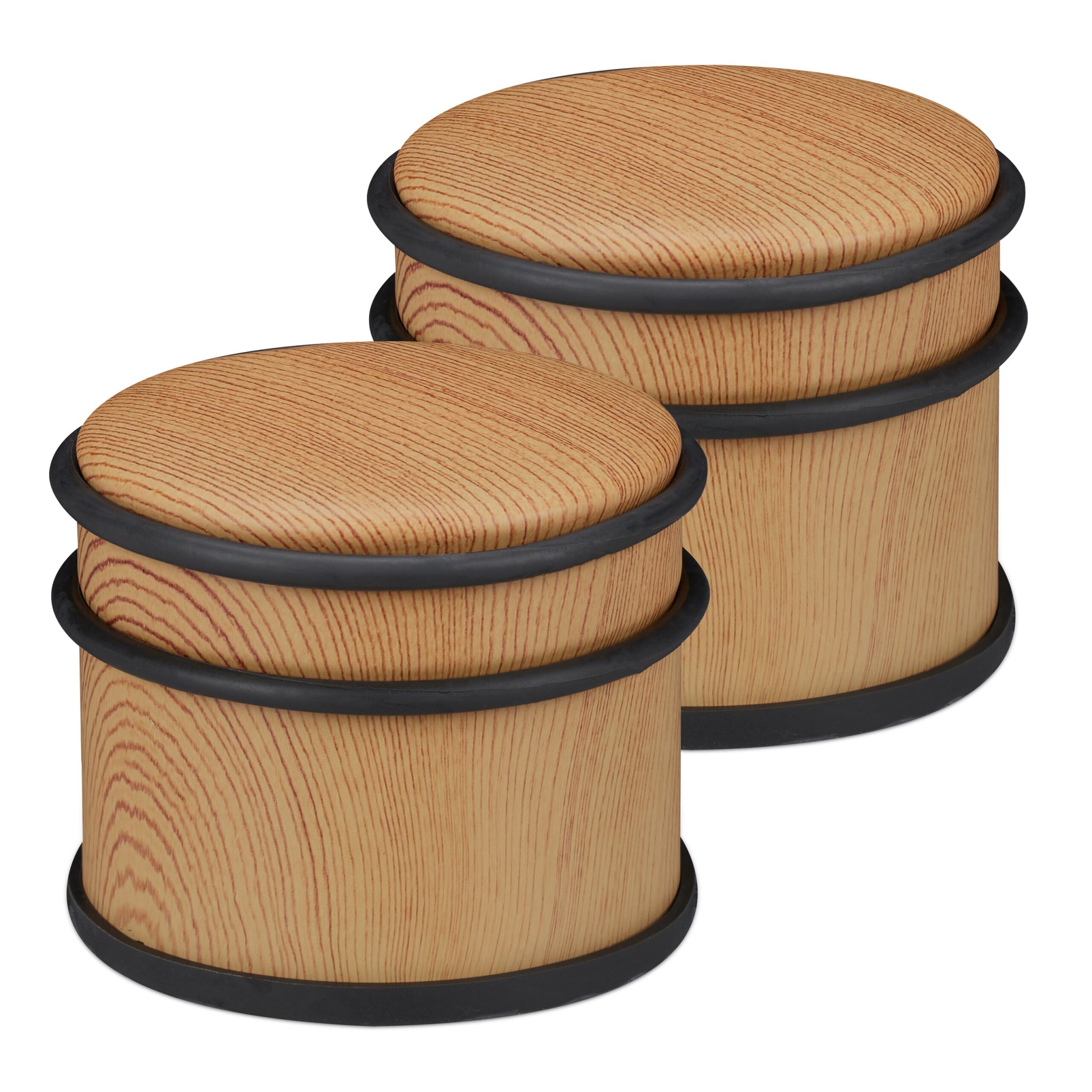Türstopper Holzoptik 2er-Set Hellbraun-Schwarz von Relaxdays