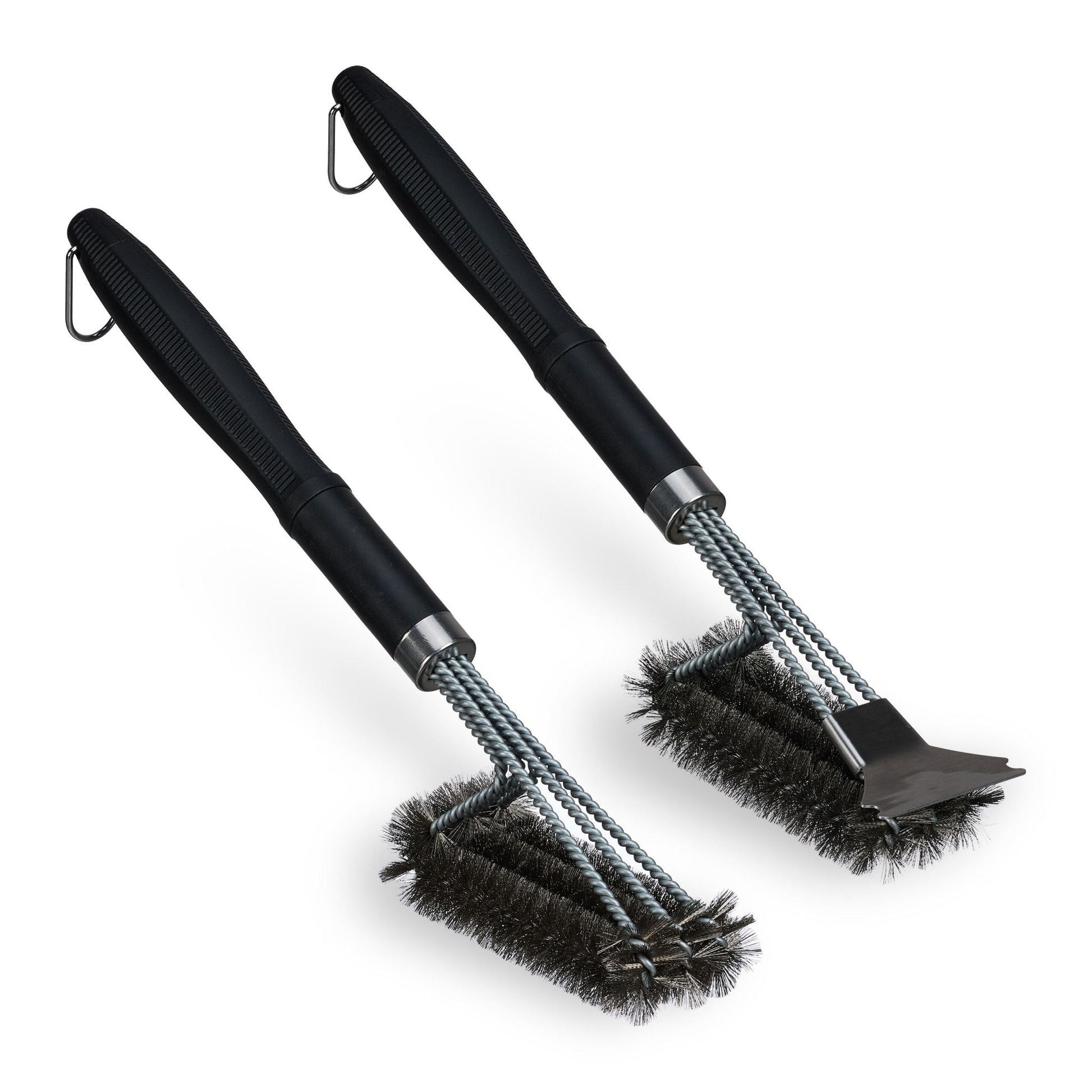 Grillbürste Edelstahl 2er-Set Schwarz-Silber von Relaxdays