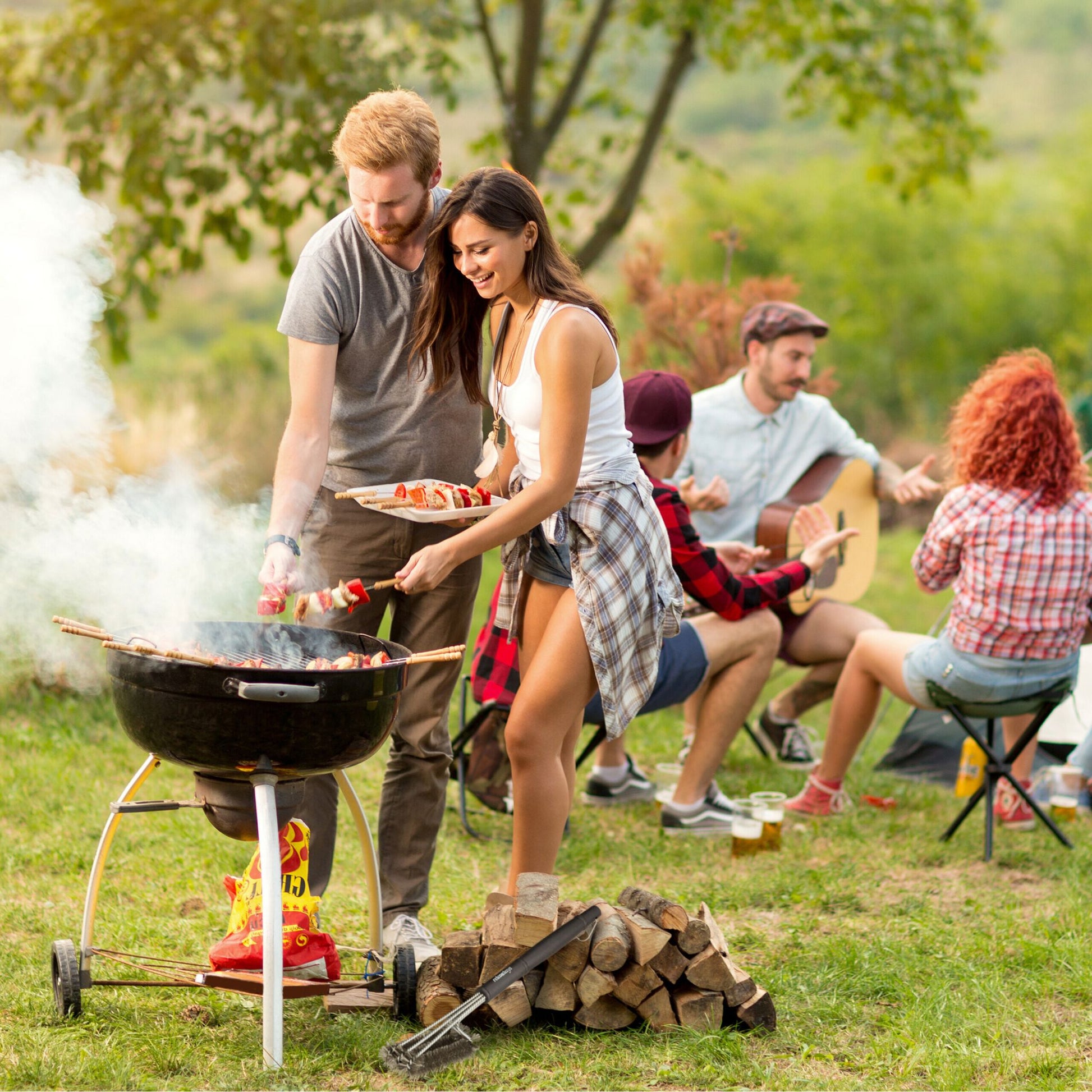 Grillbürste Edelstahl 2er-Set Schwarz-Silber von Relaxdays