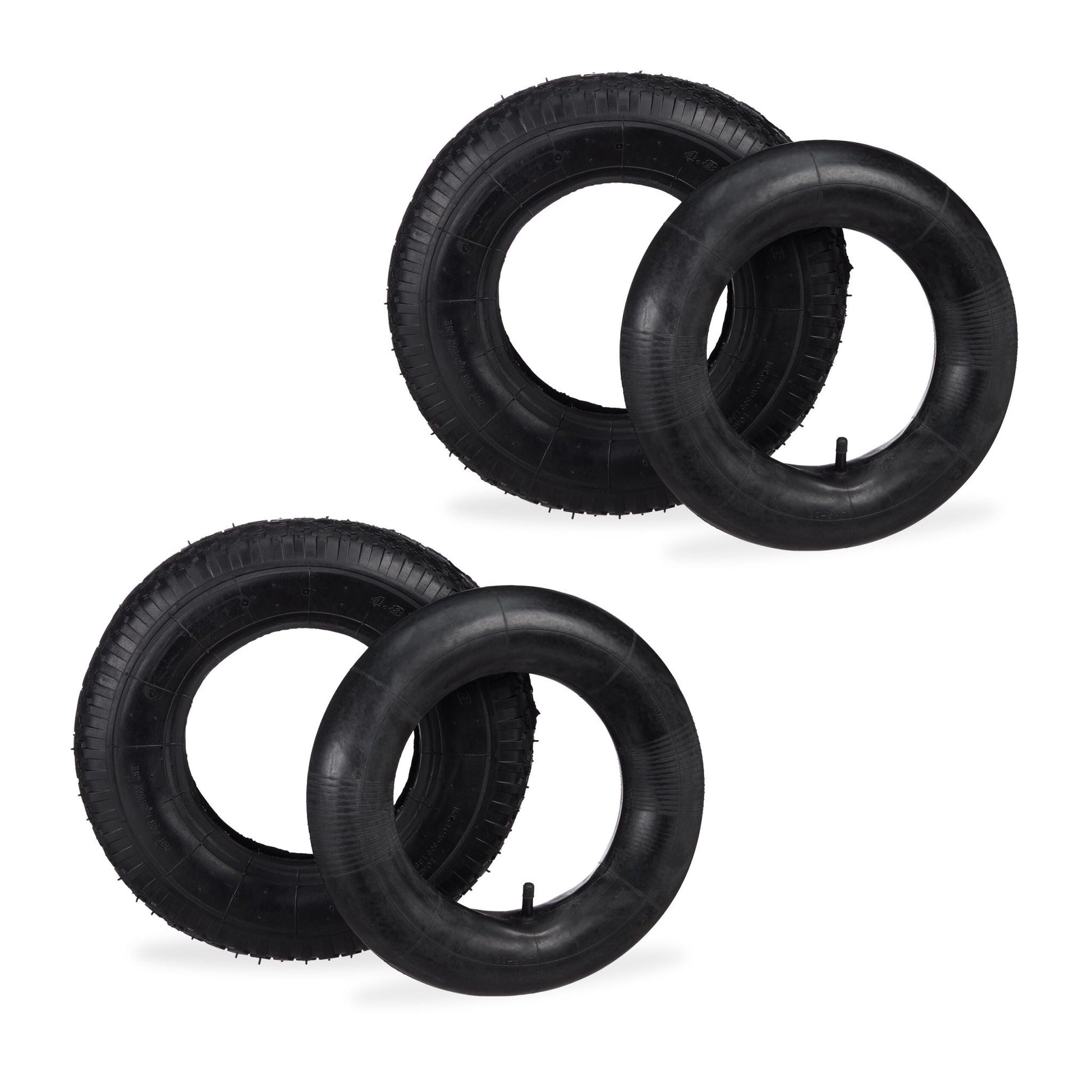 Sackkarrenreifen 4.00-8 mit Schlauch 2er-Set Schwarz von Relaxdays