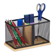 Stiftehalter Bambus und Mesh Hellbraun-Schwarz von Relaxdays