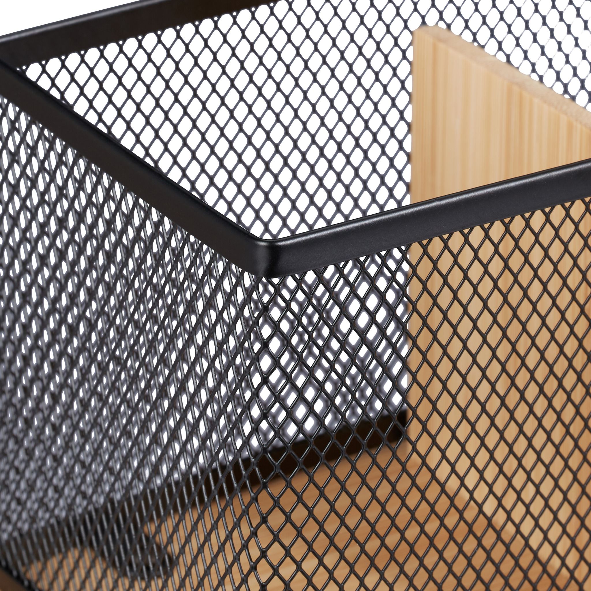 Stiftehalter Bambus und Mesh Hellbraun-Schwarz von Relaxdays