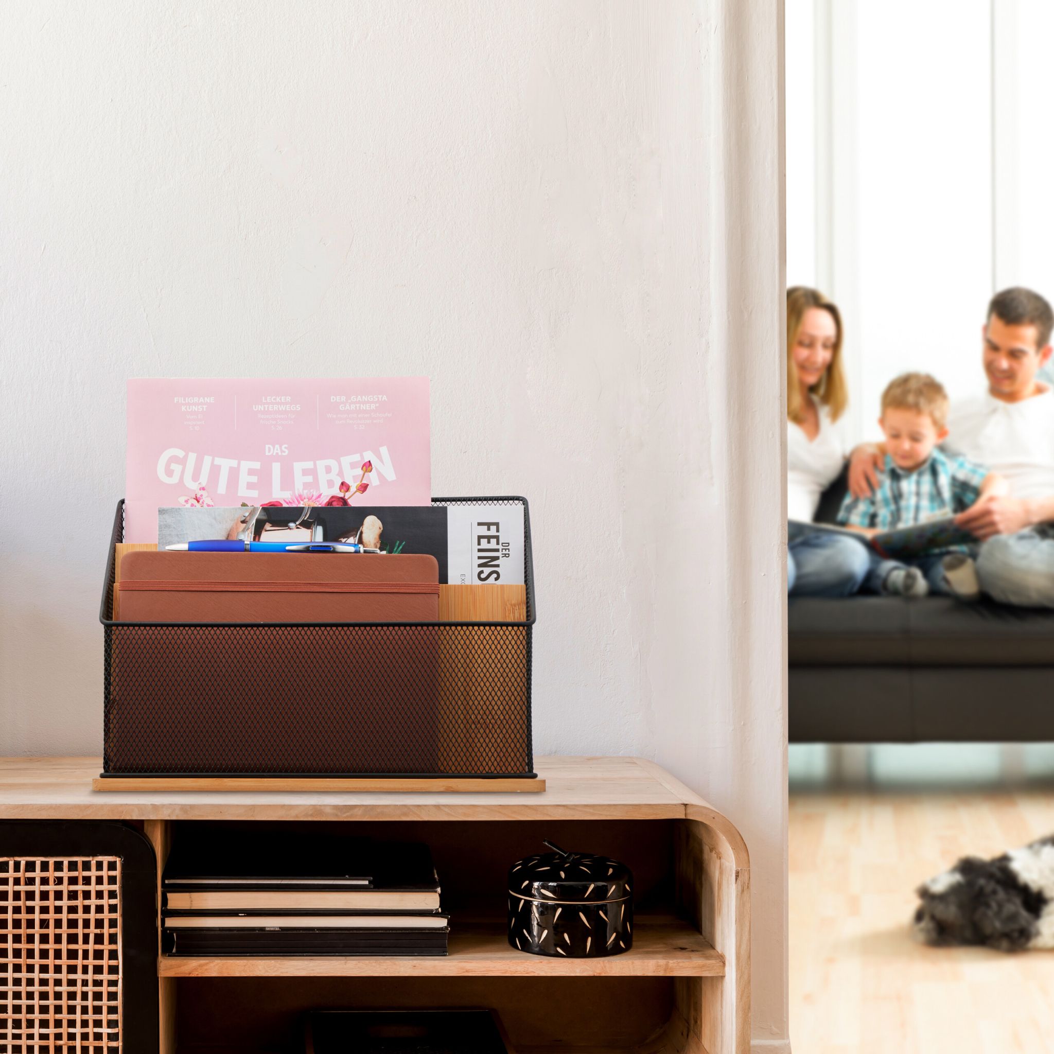 Dokumentenhalter mit 3 Fächern Hellbraun-Schwarz von Relaxdays