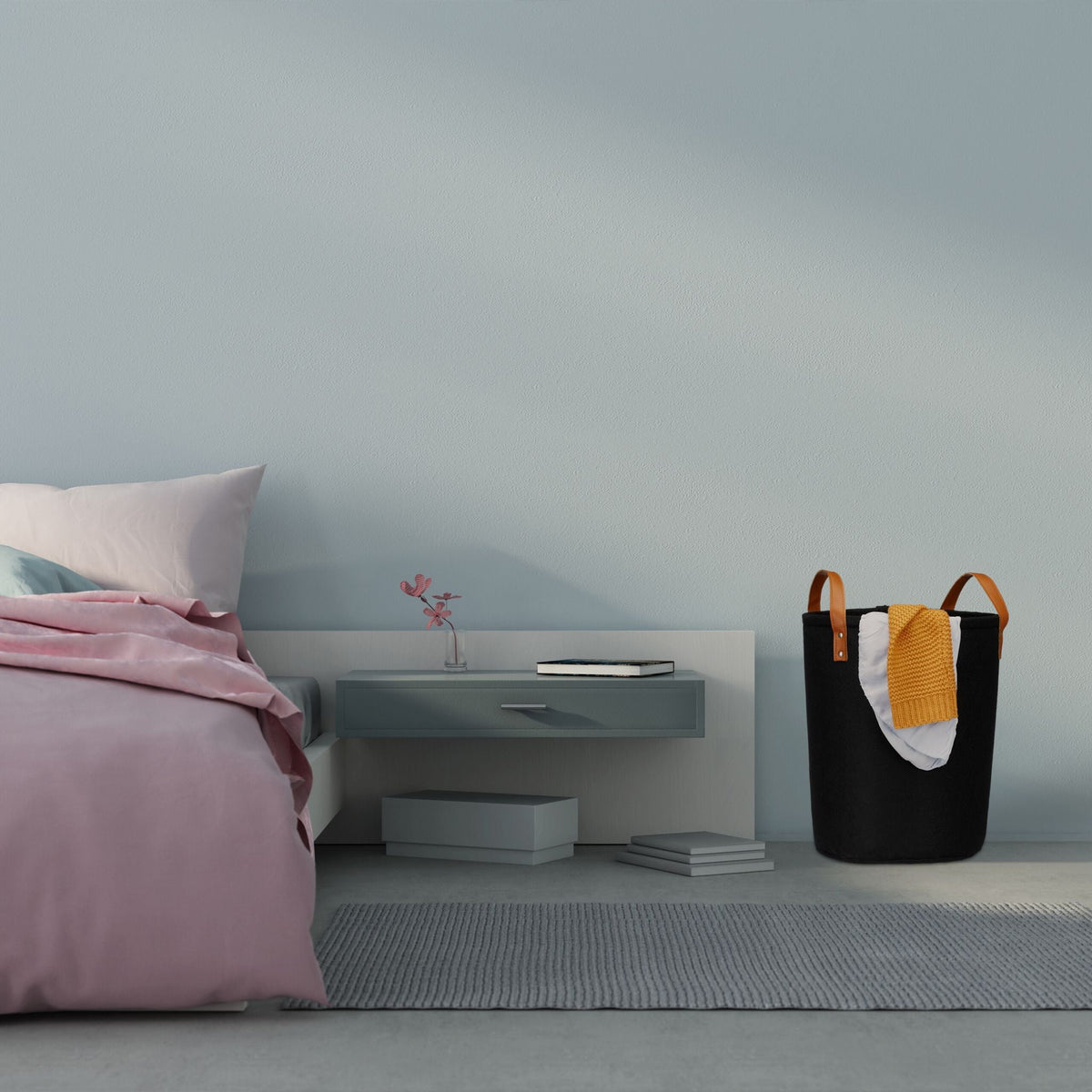 Wäschekorb Filz 28L Hellbraun-Schwarz von Relaxdays