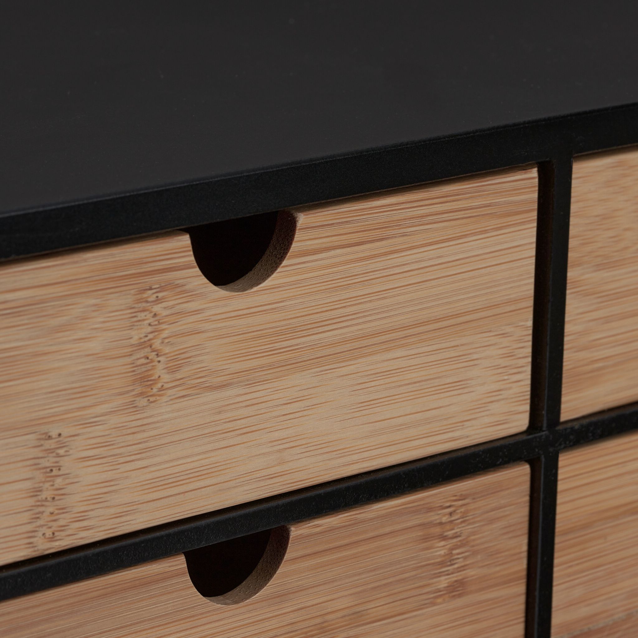Schreibtisch Organizer mit 4 Schubladen Hellbraun-Schwarz von Relaxdays