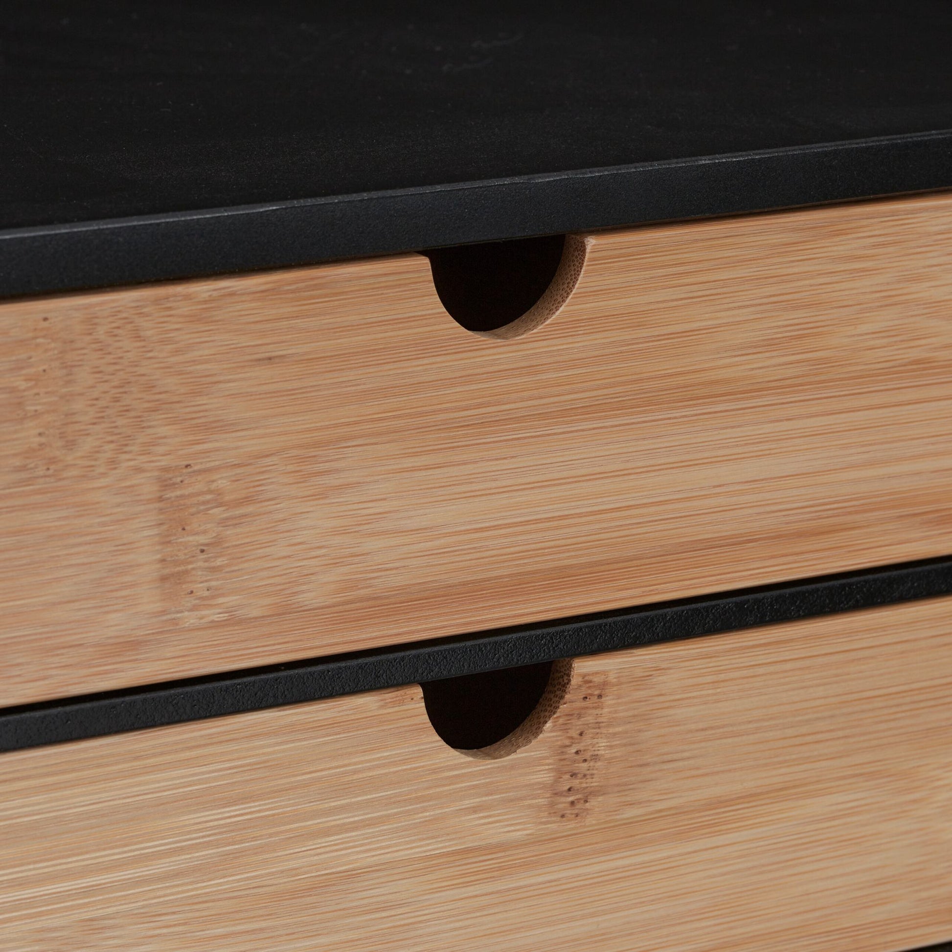 Schubladenbox Bambus & MDF 2 Fächer Hellbraun-Schwarz von Relaxdays