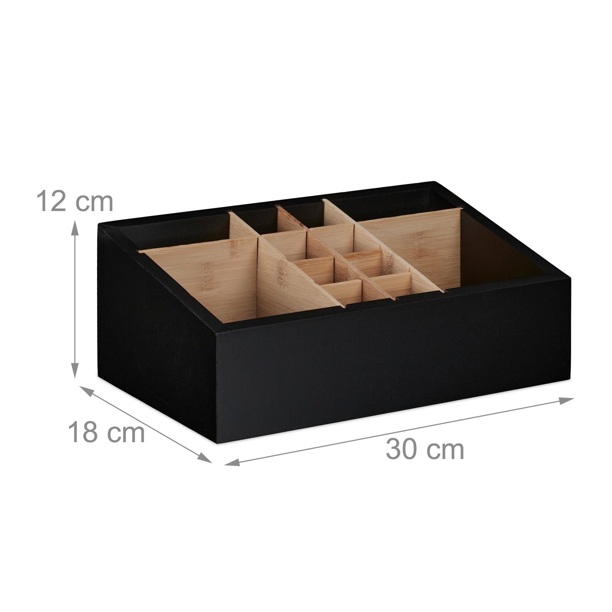 Schreibtisch Organizer 12 Fächer Hellbraun-Schwarz von Relaxdays