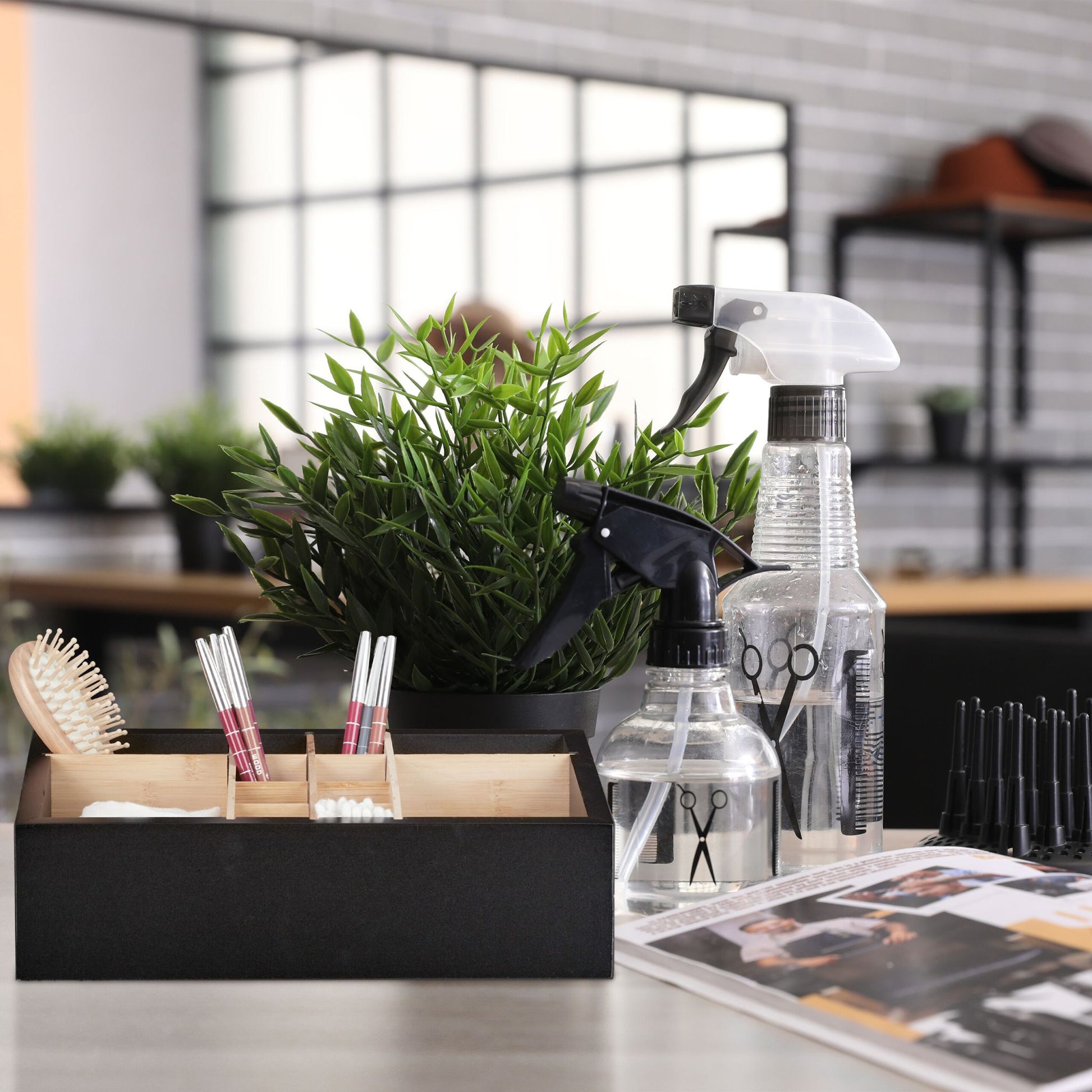 Schreibtisch Organizer 12 Fächer Hellbraun-Schwarz von Relaxdays