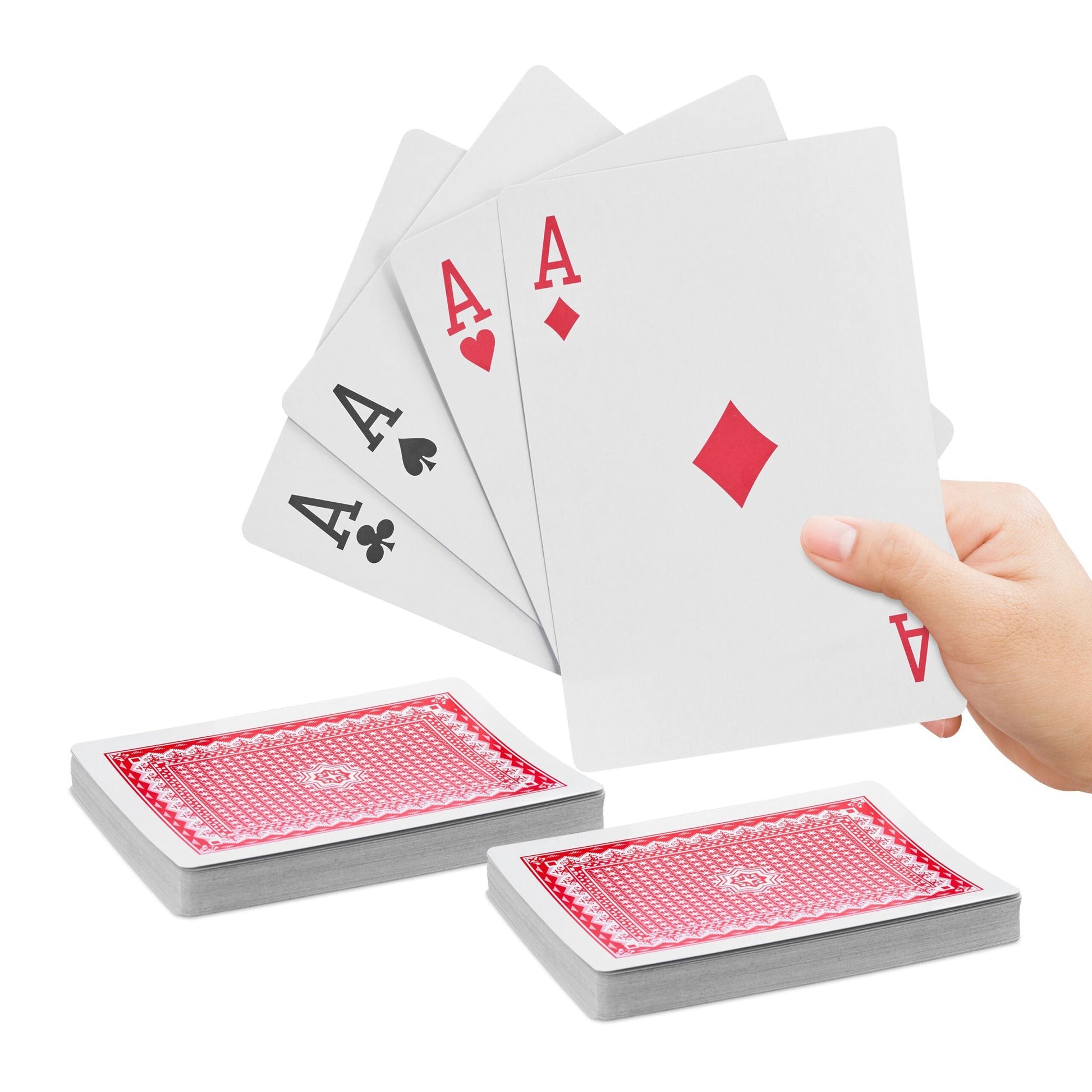 Jumbo Spielkarten 2 Decks Weiss-Rot-Schwarz von Relaxdays