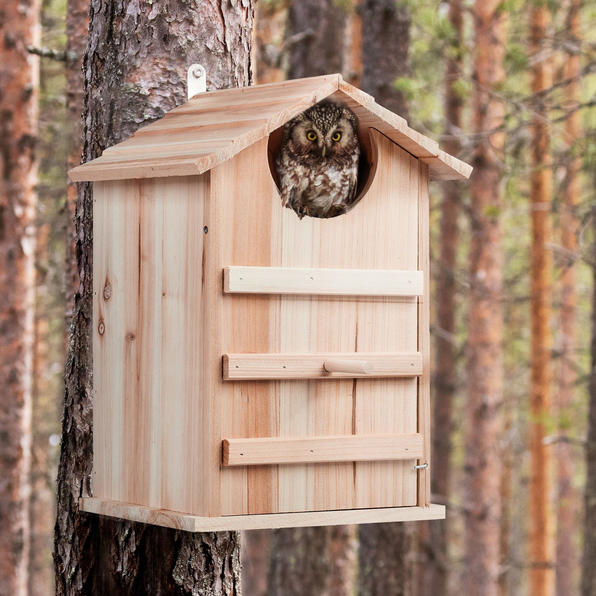 Eulen Nistkasten Holz Hellbraun von Relaxdays