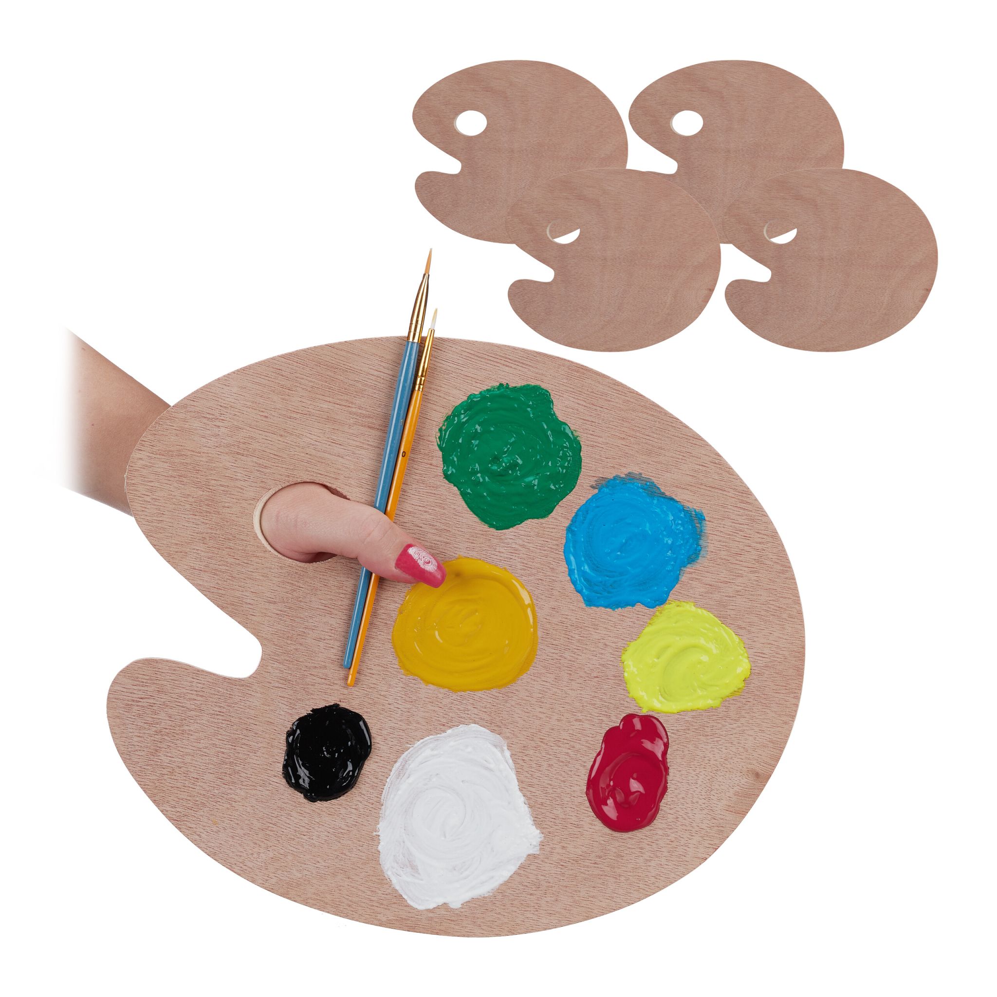 Mischpalette 5er-Set Holz Hellbraun von Relaxdays
