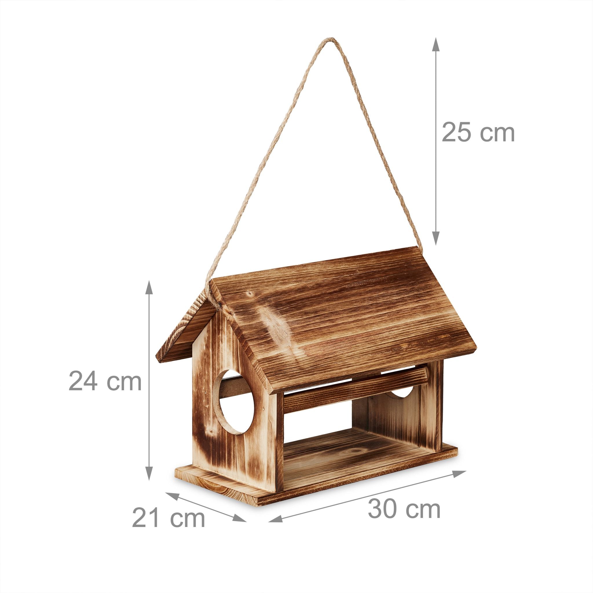 Vogelfutterhaus Holz Braun-Transparent