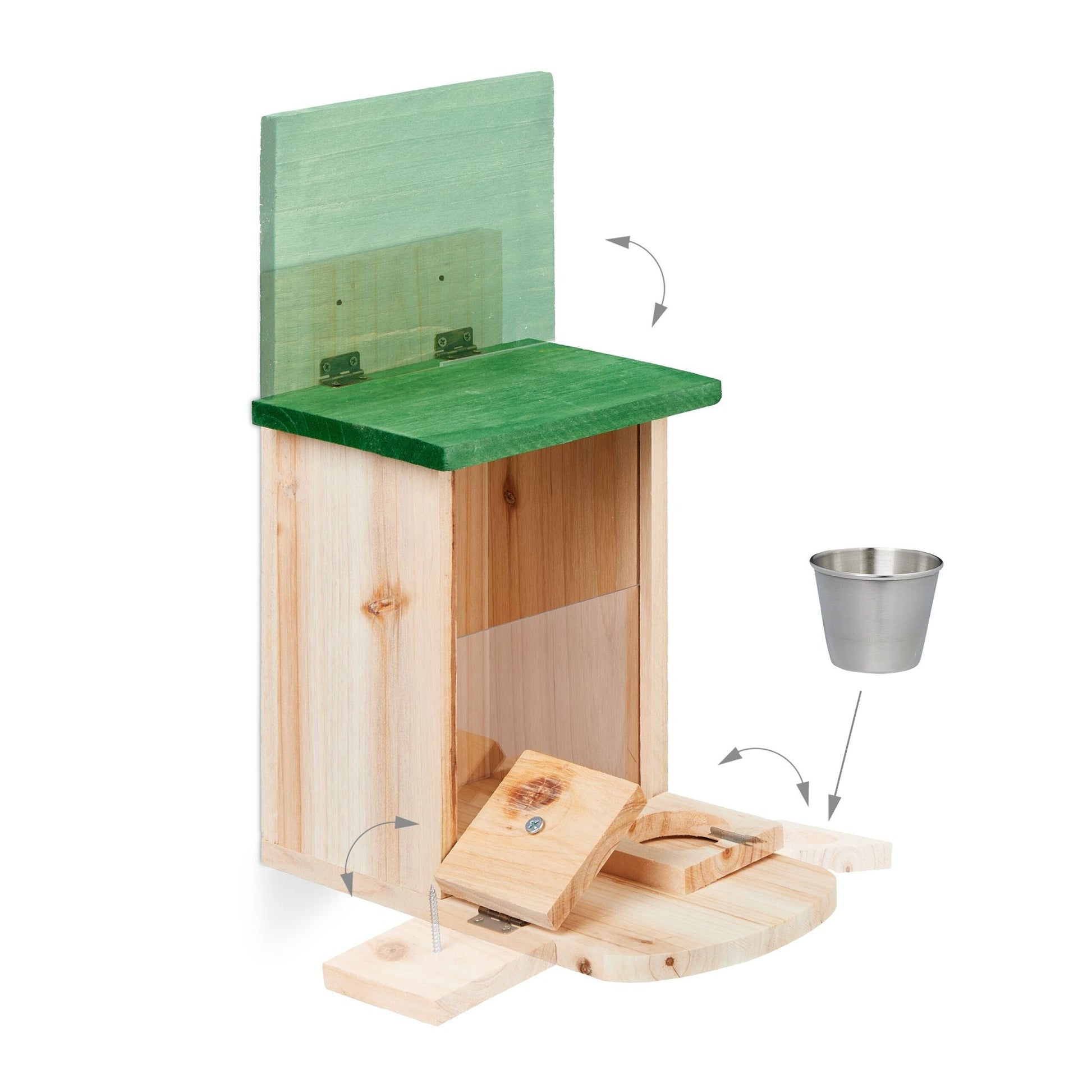 Eichhörnchen Futterhaus mit Tränke Grün-Hellbraun-Silber von Relaxdays