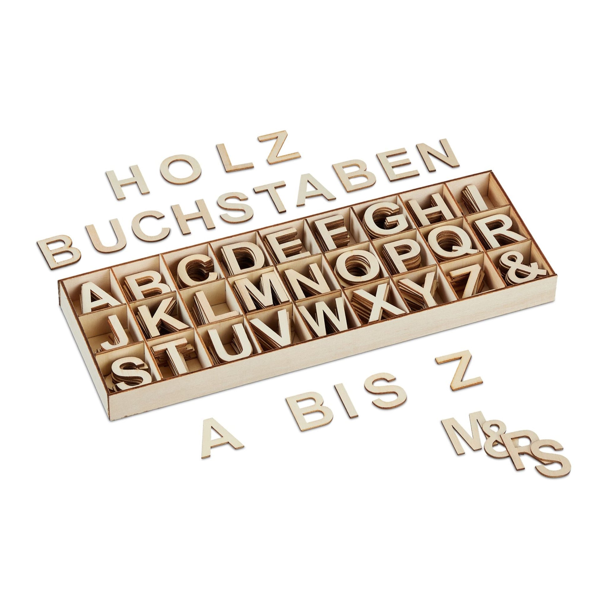 Holzbuchstaben 324er-Set Beige von Relaxdays