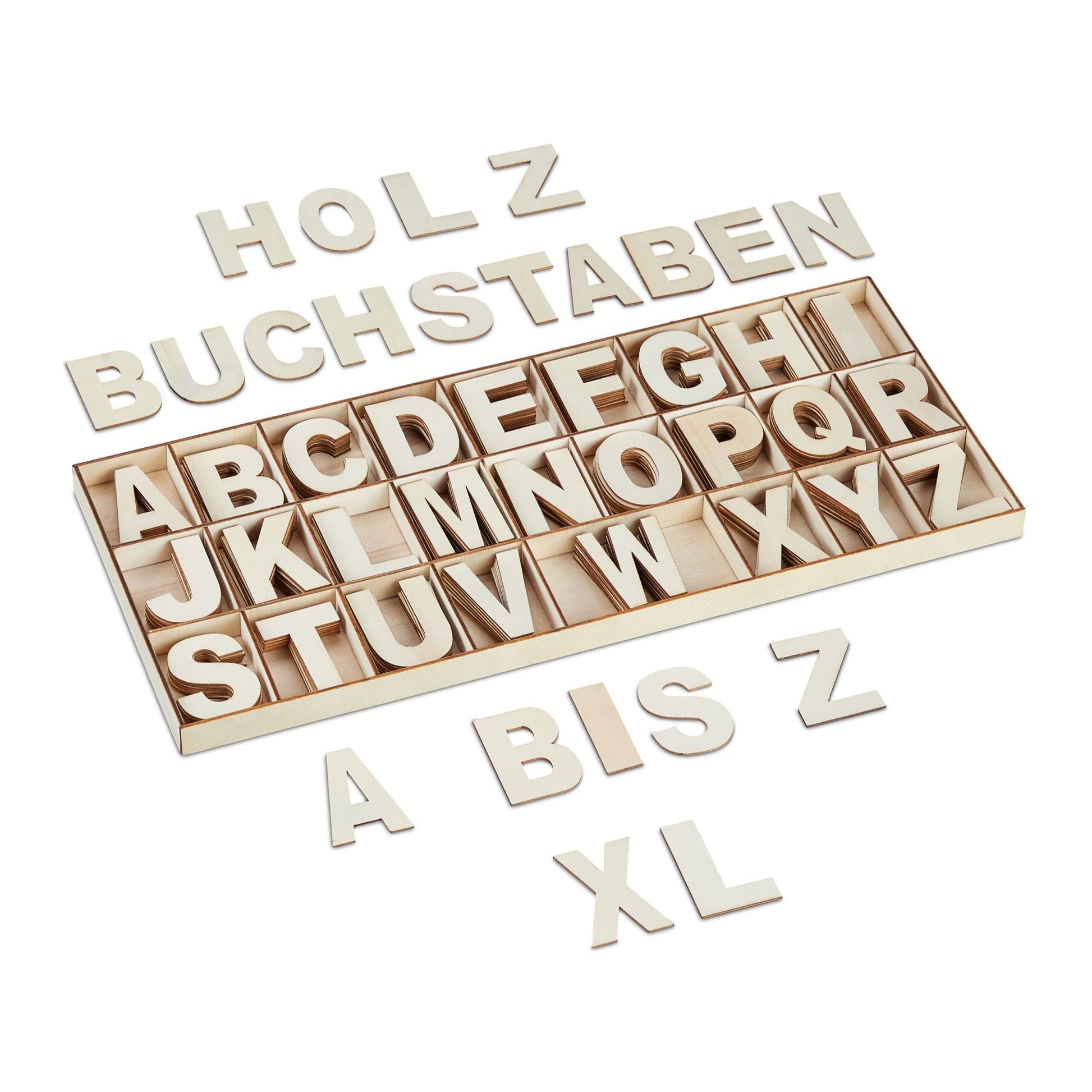 Holzbuchstaben 208er-Set Hellbraun von Relaxdays
