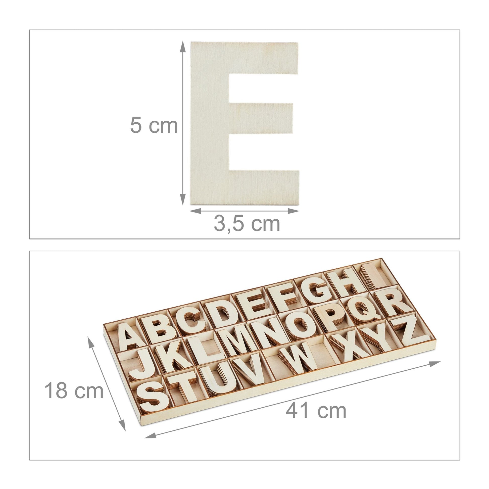 Holzbuchstaben 208er-Set Hellbraun von Relaxdays