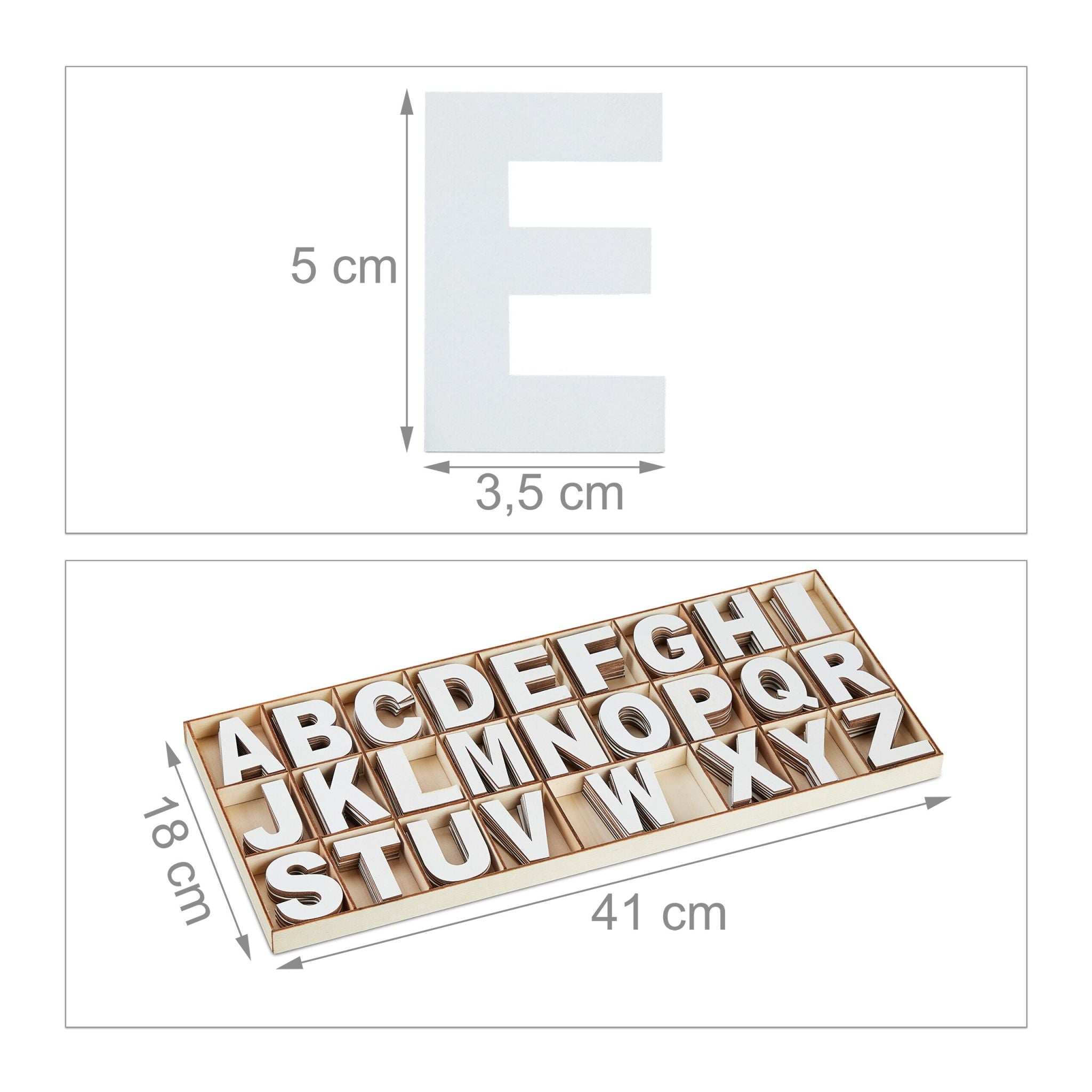 Holzbuchstaben 208er-Set Weiss von Relaxdays