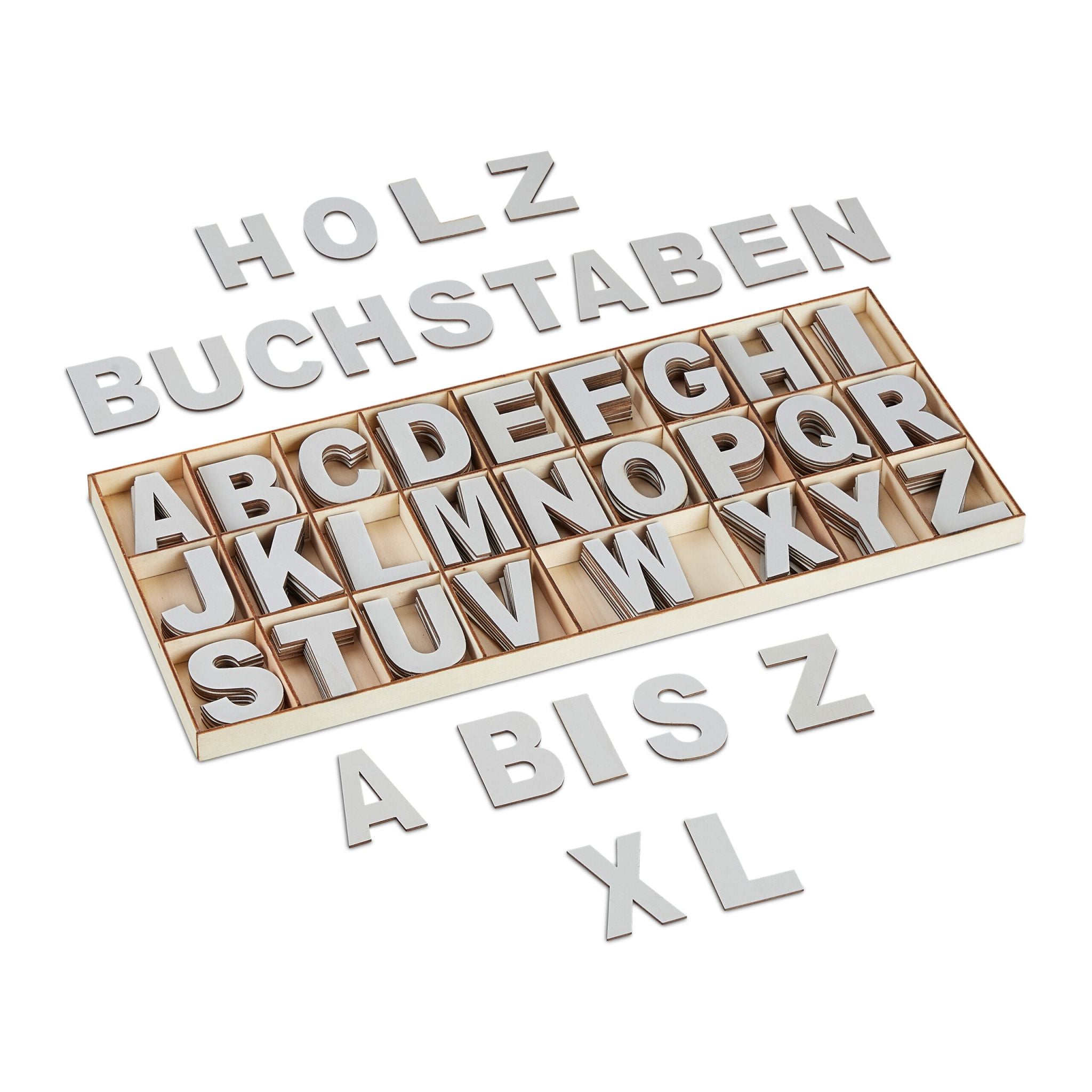 Holzbuchstaben 208er-Set Grau von Relaxdays