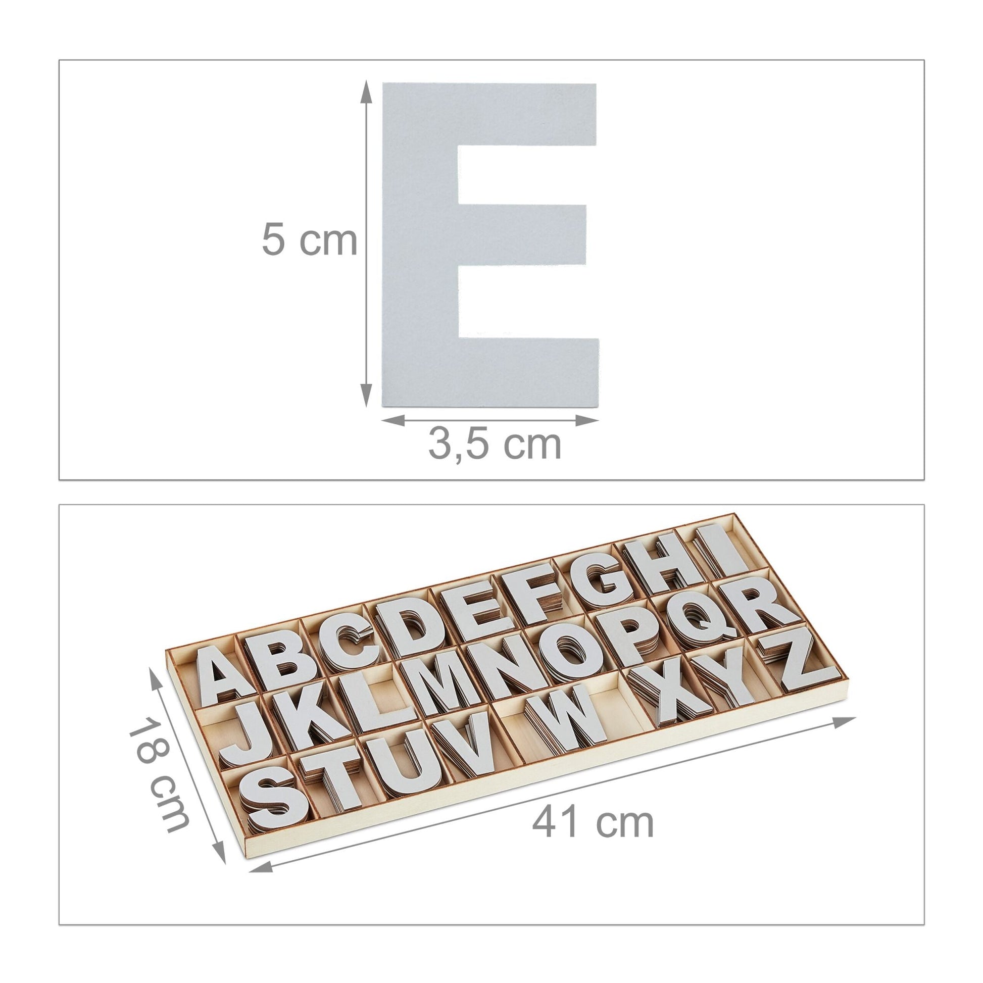 Holzbuchstaben 208er-Set Grau von Relaxdays