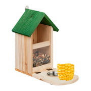 Eichhörnchen Futterhaus mit Wassernapf Grün-Hellbraun-Silber von Relaxdays