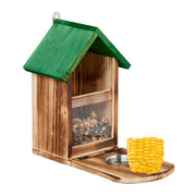 Eichhörnchen Futterhaus Holz Grün-Hellbraun-Silber von Relaxdays