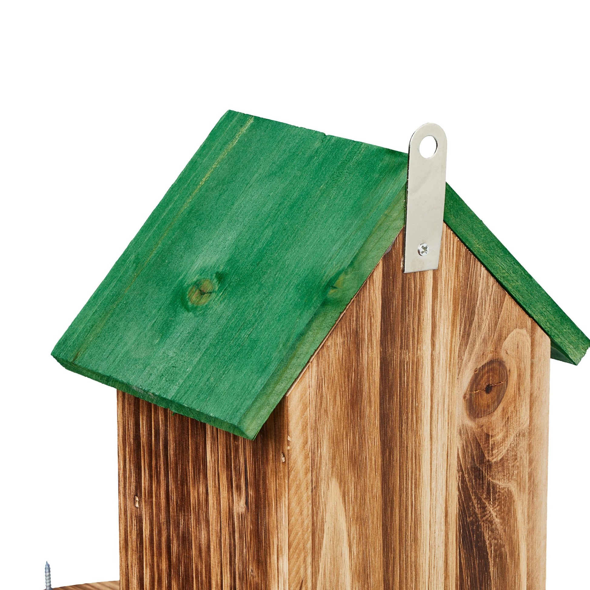 Eichhörnchen Futterhaus Holz Grün-Hellbraun-Silber von Relaxdays