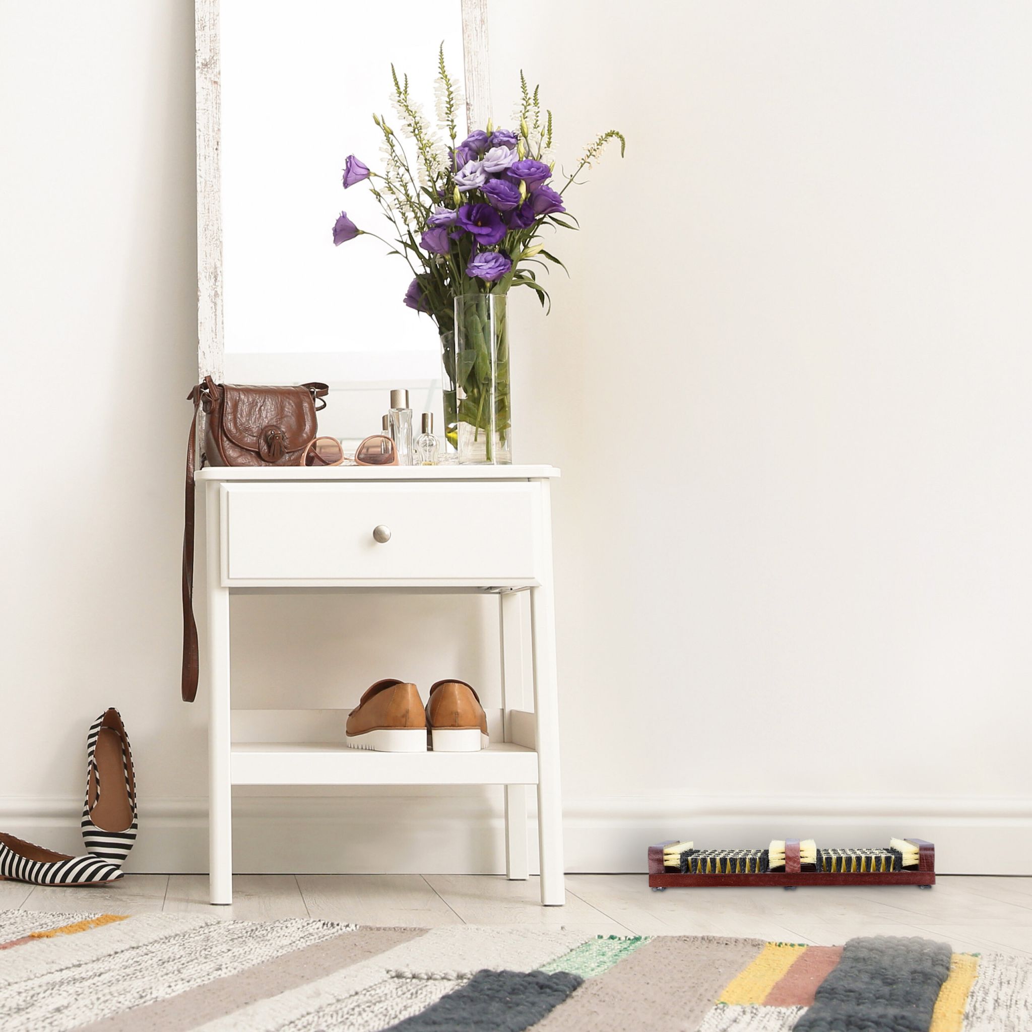 Schuhabstreifer mit Bürsten Beige-Dunkelbraun-Schwarz von Relaxdays