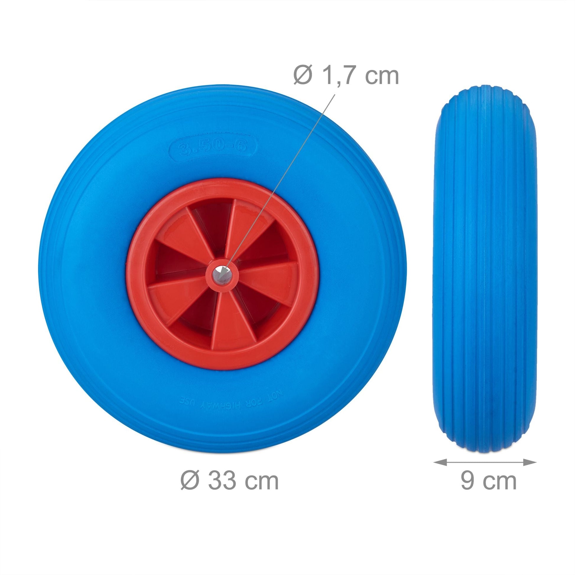 Schubkarrenrad 3.50-6 in Blau/Rot Blau-Rot von Relaxdays