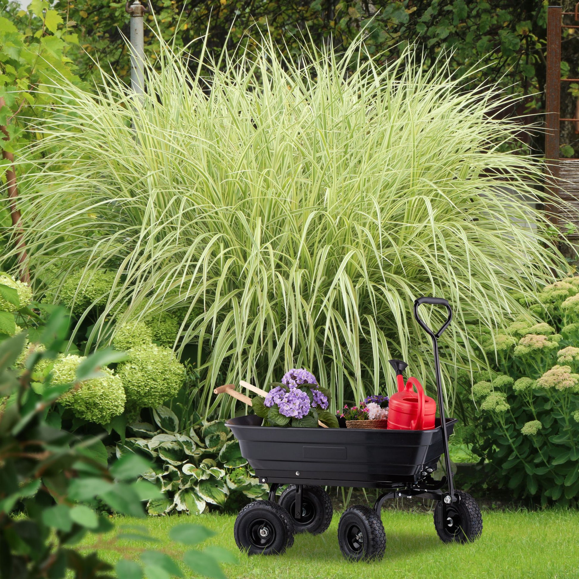 Gartenwagen mit Kippfunktion Schwarz von Relaxdays